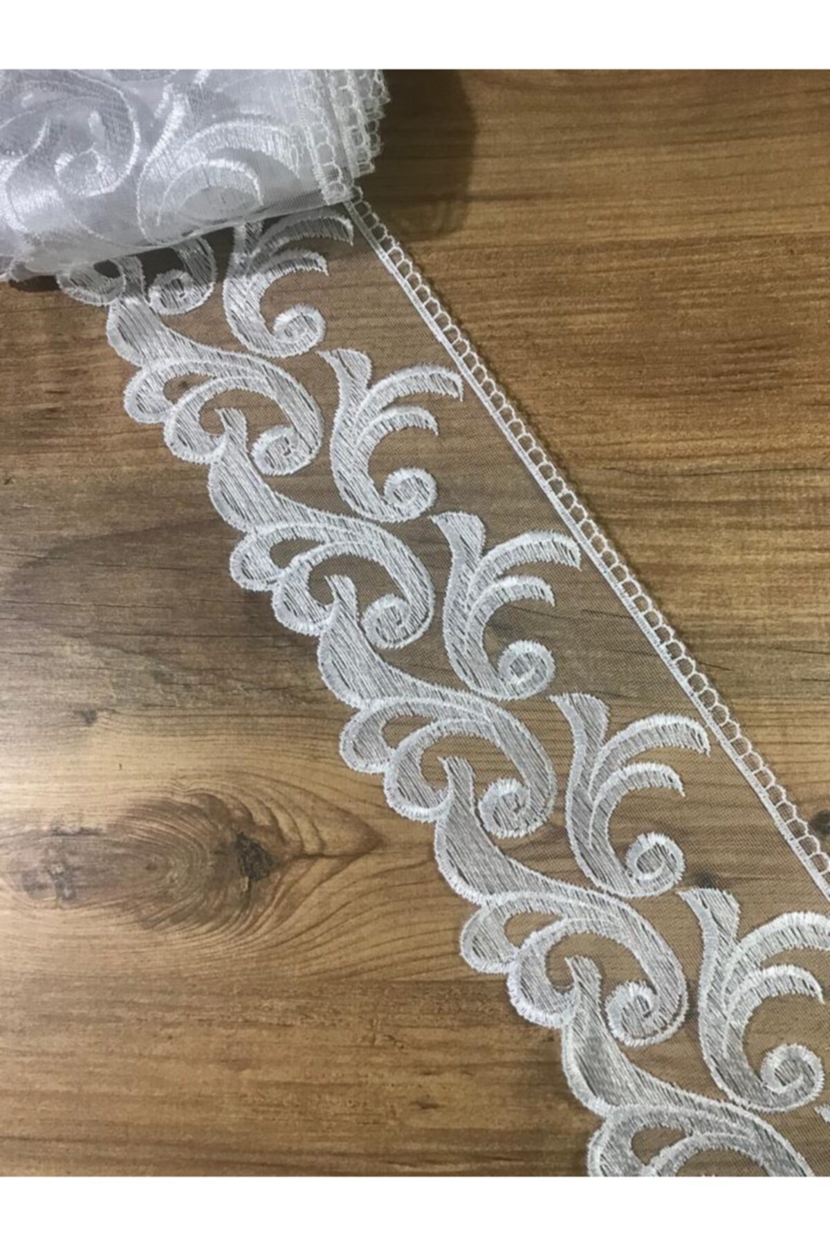efem gipür Şal Dantel Güpür Beyaz Bant