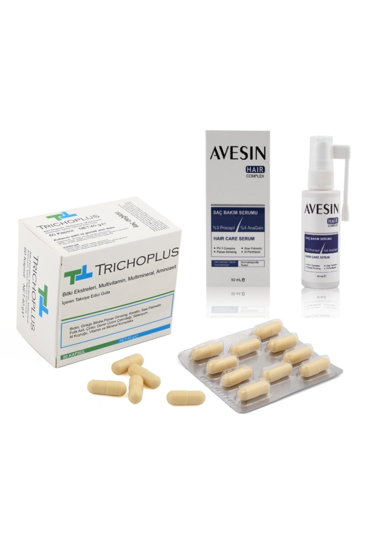 avesin Mini Saç Bakım Seti (saç Derisi Bakım Serumu 50ml + Trichoplus 60 Kapsül)