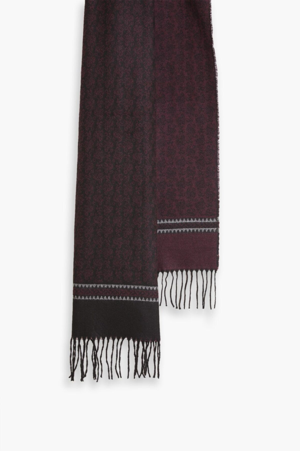hateko Erkek Bordo Motif Desenli Fular