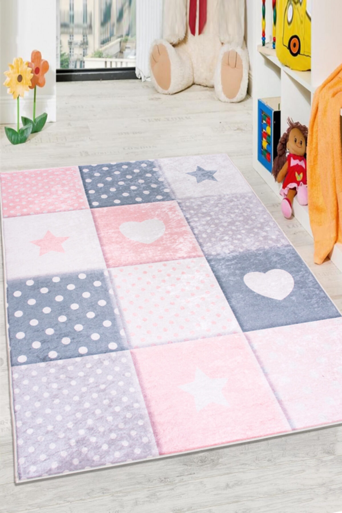 colizon Dekoratif Kaymaz Pamuk Tabanlı Çocuk Halısı