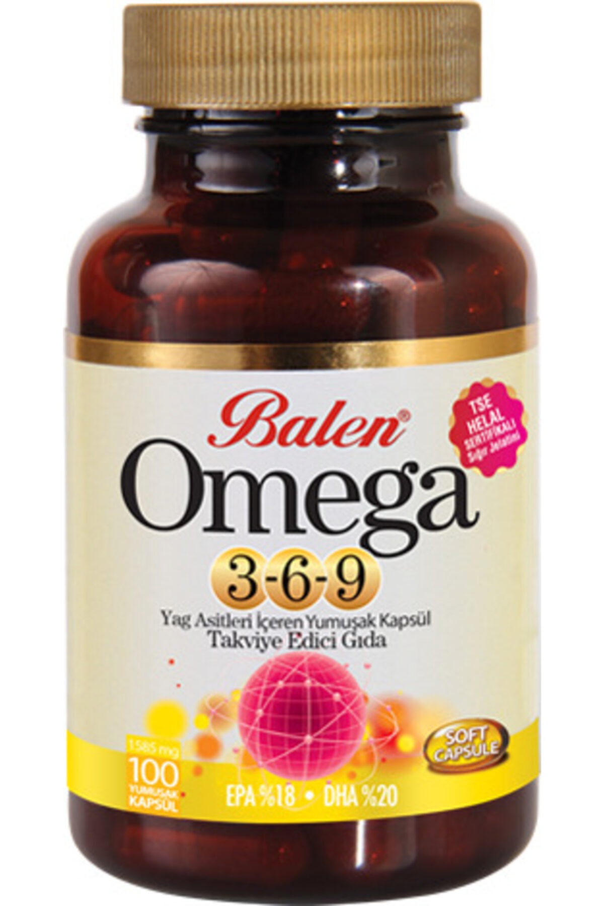 Balen Orjinal Omega 3,6,9 Yağ Asitlerini Içeren Yumuşak Kapsül Katkısız ve Doğal