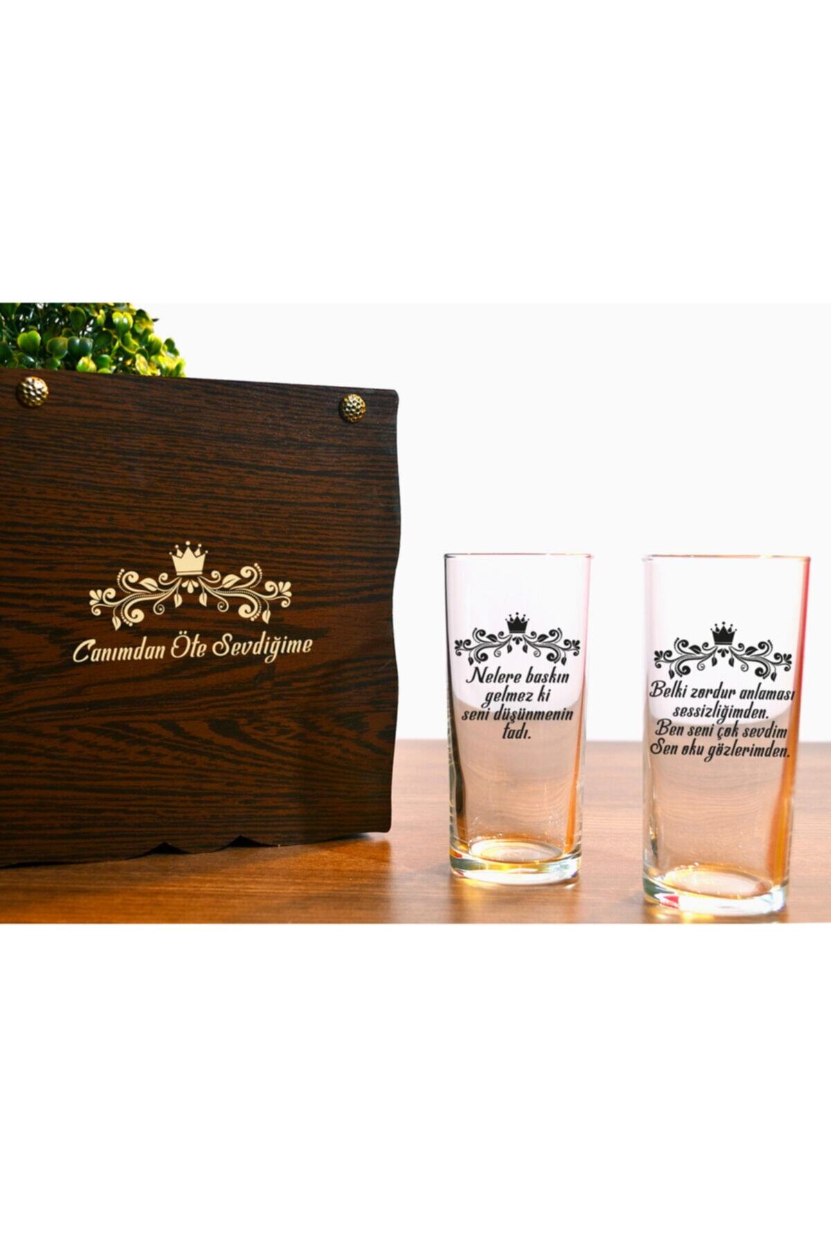 hediyekralı Ahşap Kutuda 2'li Rakı Bardağı Seti