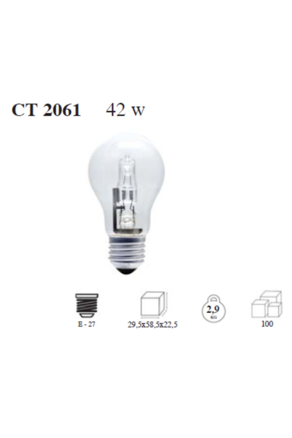 Cata Halojenli Akkor Ampul 42w E27 Duy Ct-2061 Sarı Işık