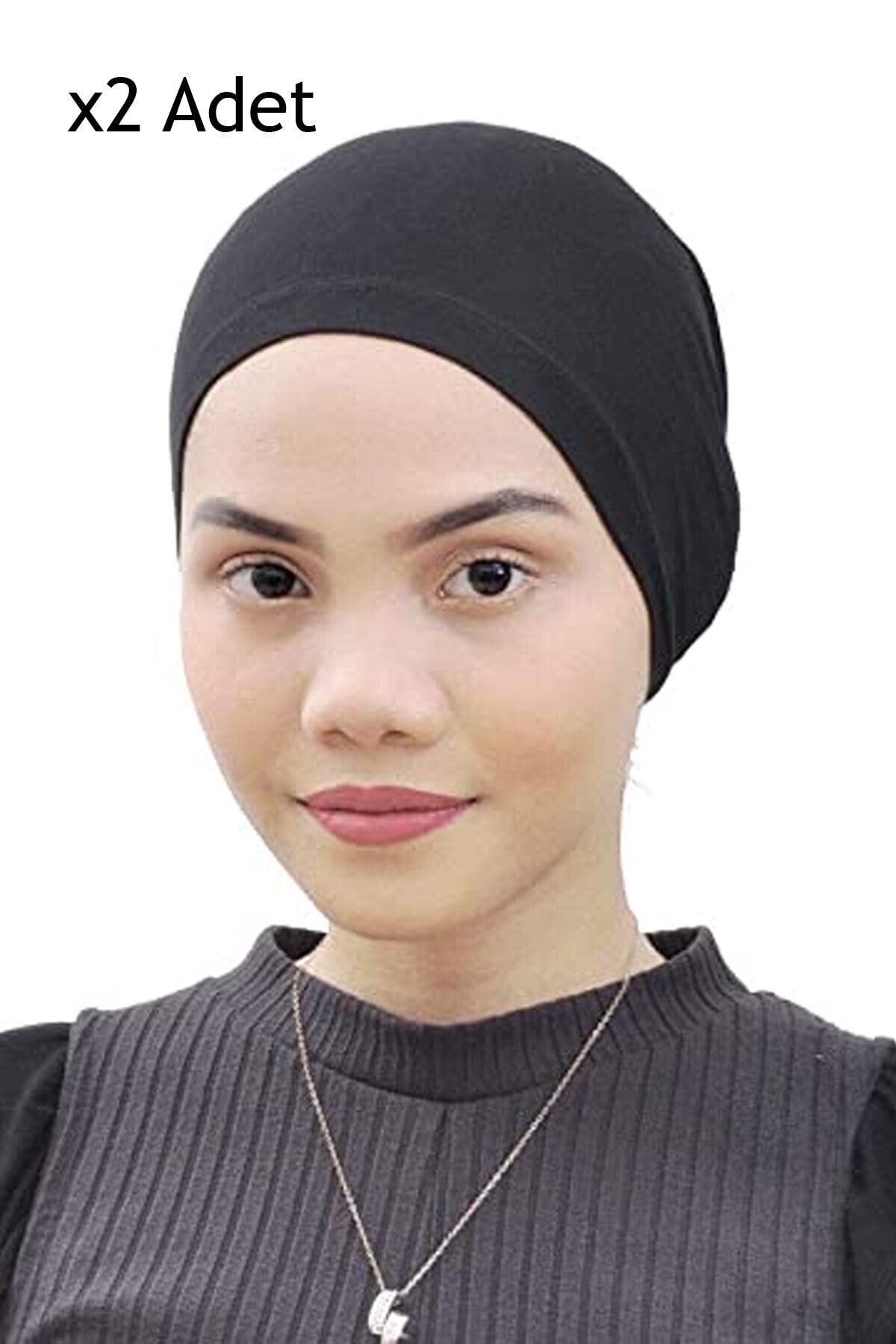 Belifanti Collection 2 Adet Düz Penye Tesettür Bone - Siyah