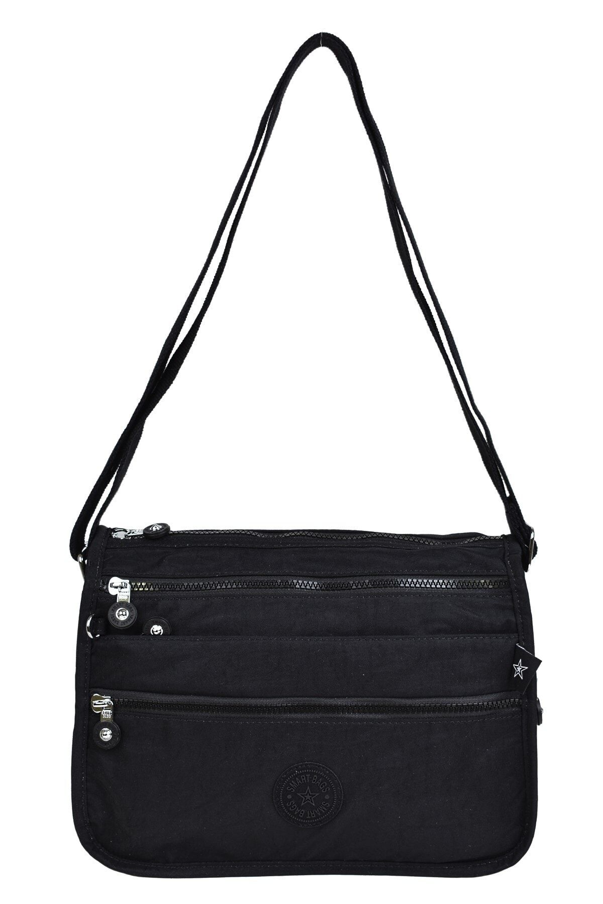 SMART BAGS Krinkıl Kumaş Siyah Çapraz Çanta 1128
