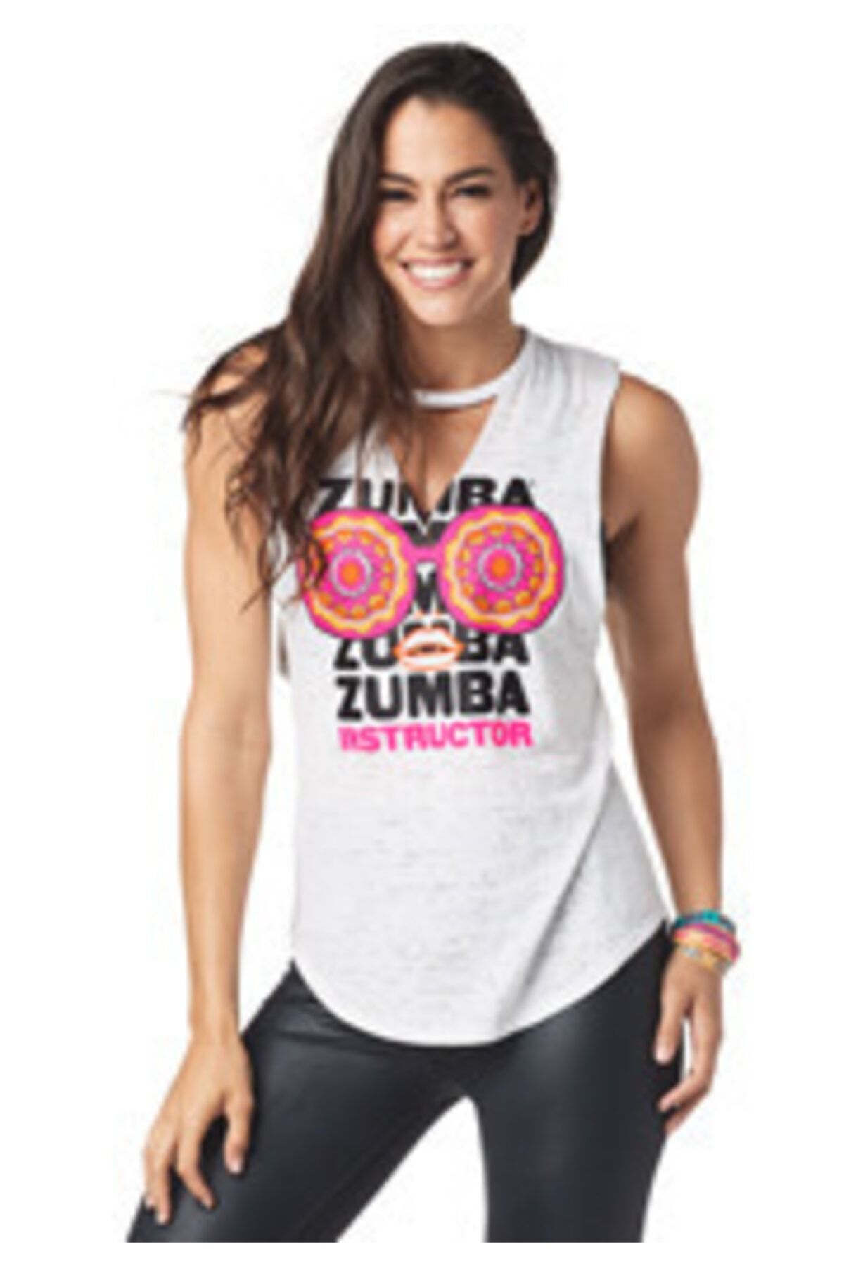 ZUMBA Kadın Beyaz Kolsuz Baskılı Spor Atlet