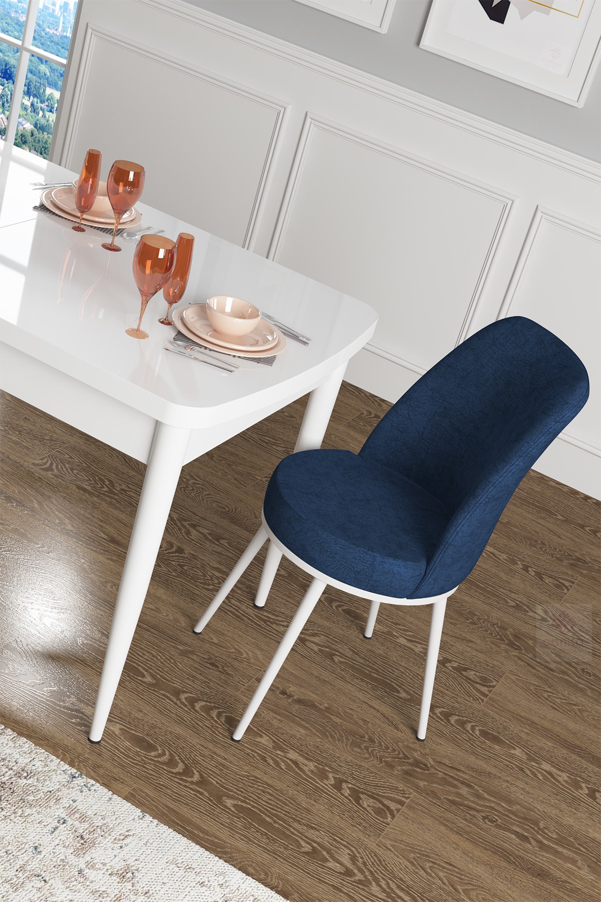 canisa concept zen serisi mdf acilabilir mutfak masasi takimi yemek masasi takimi beyaz masa 4 lajivert sandalye fiyati yorumlari trendyol