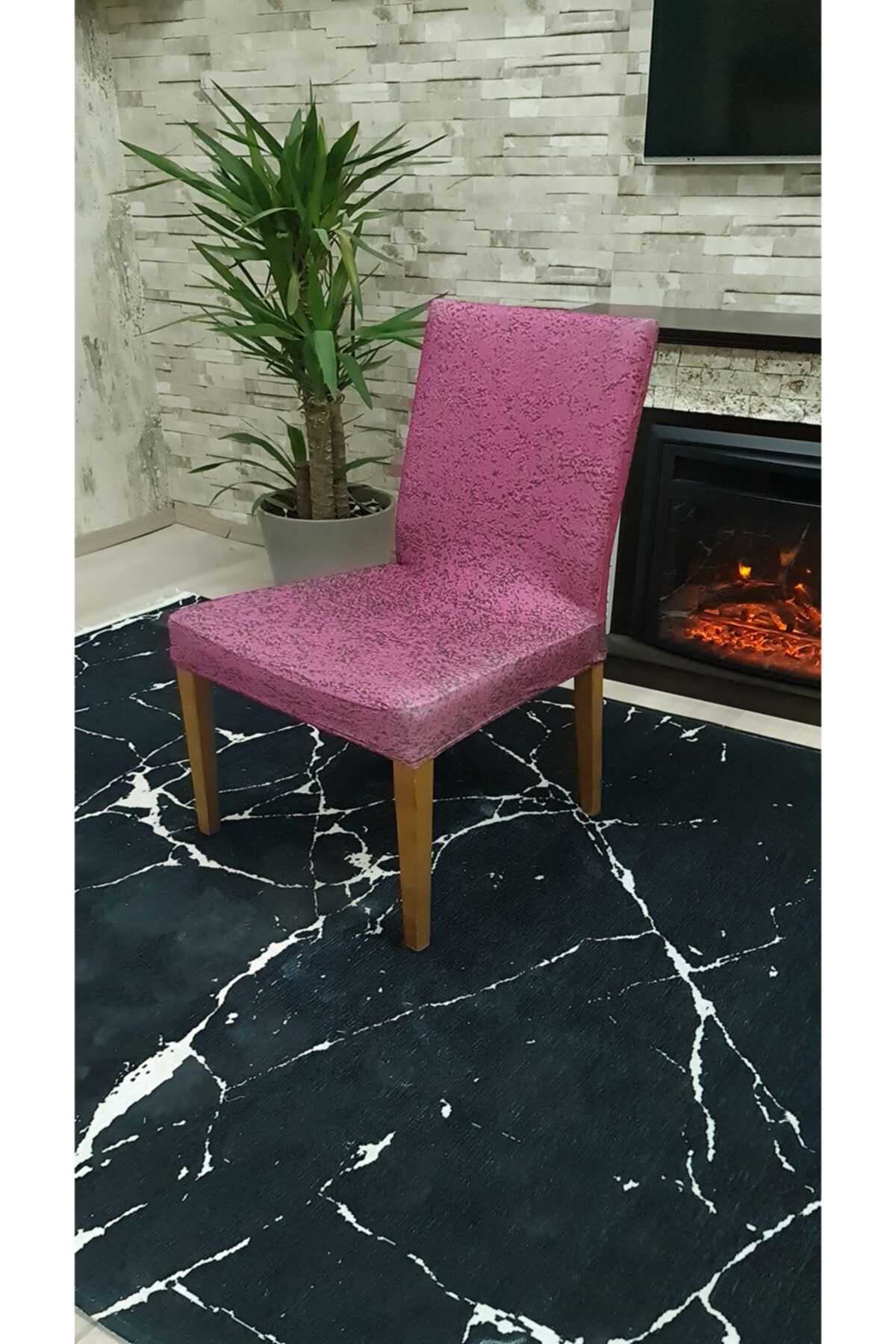 KILIFSAN Pembe Standart Model 6 Adet Buzi Sandalye Kılıfı  Kas03