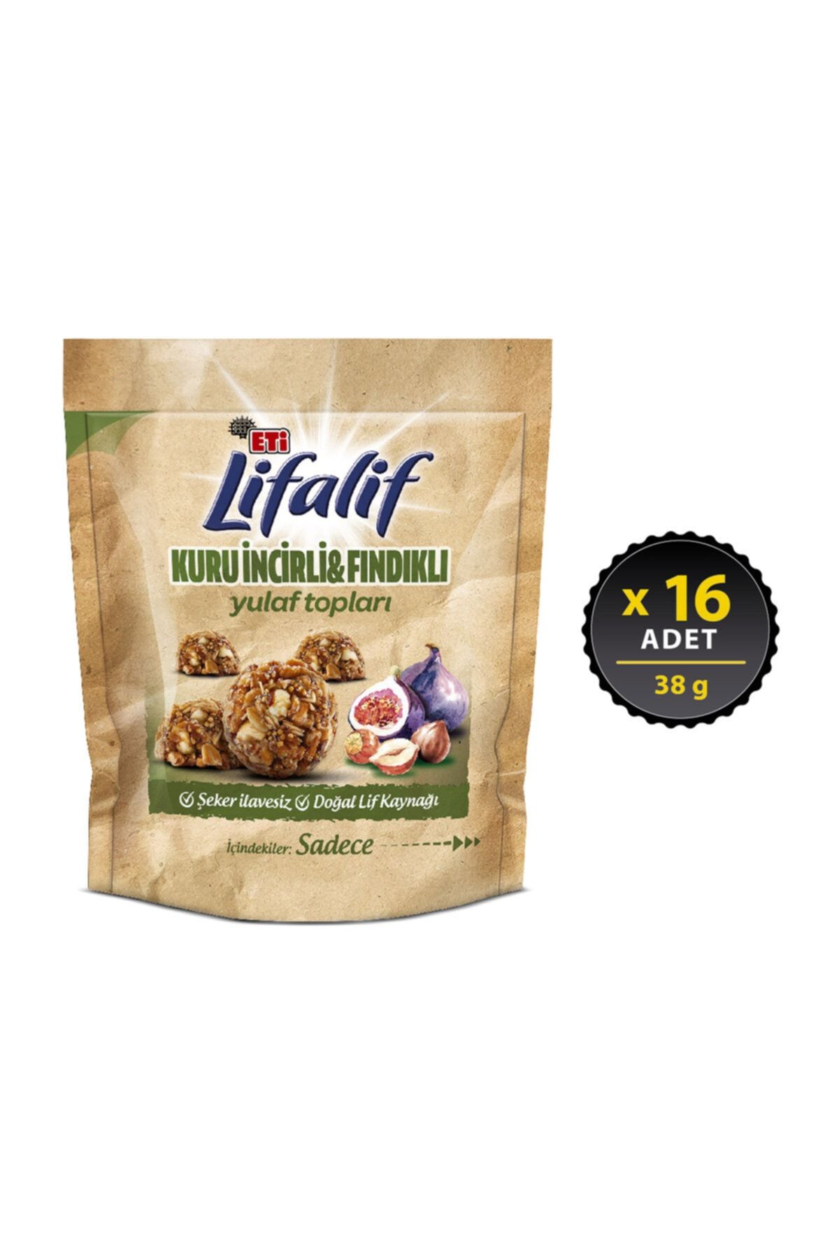 Eti Lifalif Kuru İncirli Fındıklı Yulaf Topları 38 g x 16 Adet