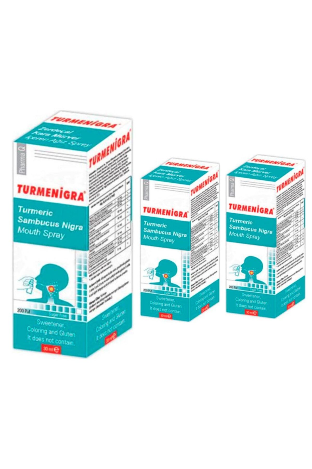 Turmenigra Zerdeçal Kara Mürver Içeren Boğaz Spreyi 30 Ml 3'lü Set