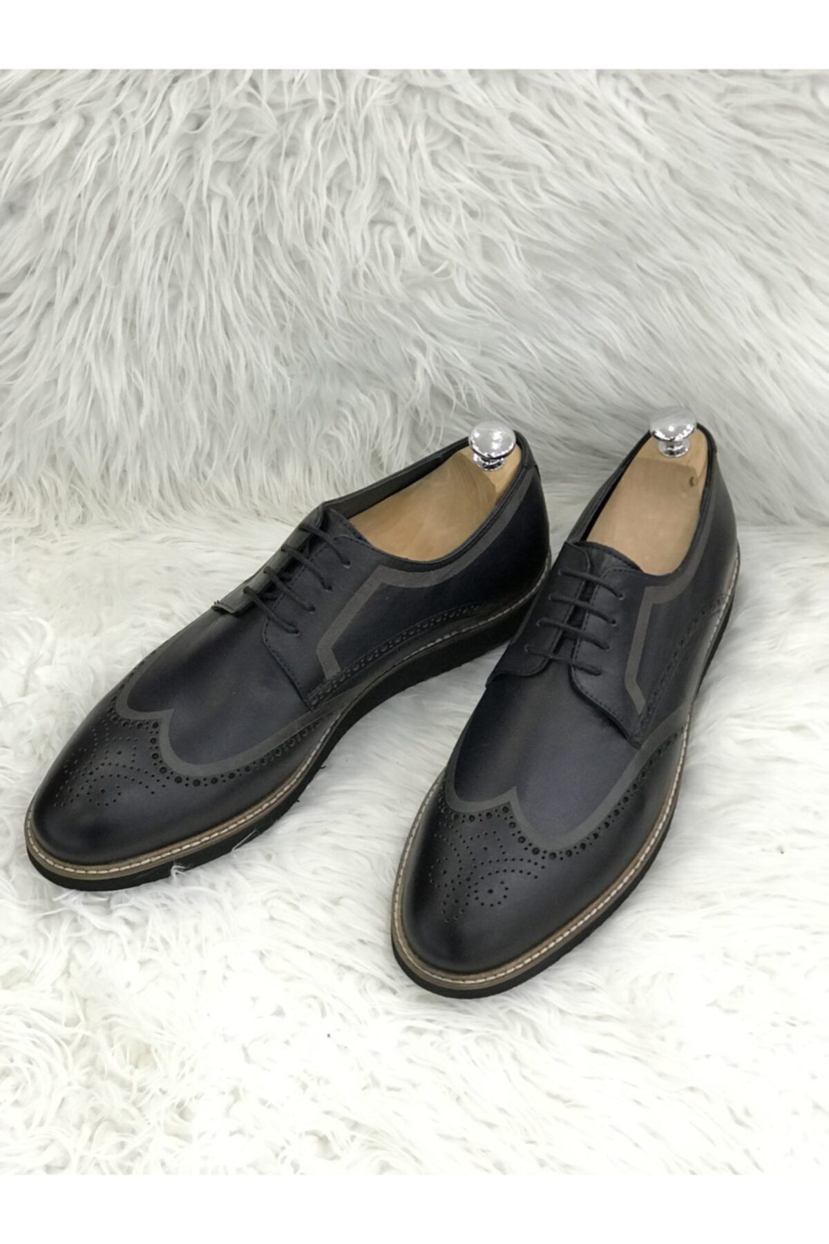 PATRON SHOES Erkek Hakiki Deri Lacivert Lazer Ayakkabı