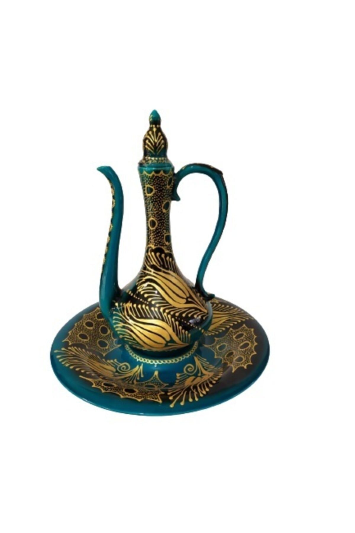 Ege El Yapımı Büyük Boy Çini Ibrik Buyk Ibrik 30 Cm Tabaklı