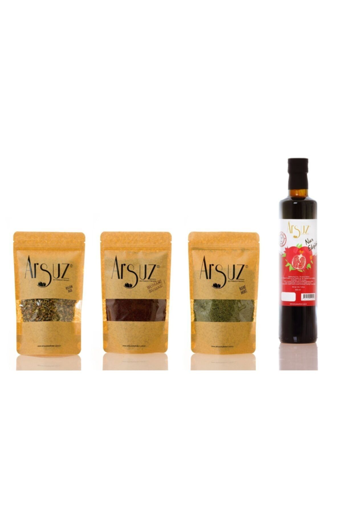 Arsuz Sumak 200 gr, Fesleğen 25 gr, Nane 70 gr, Nar Ekşisi 500 ml