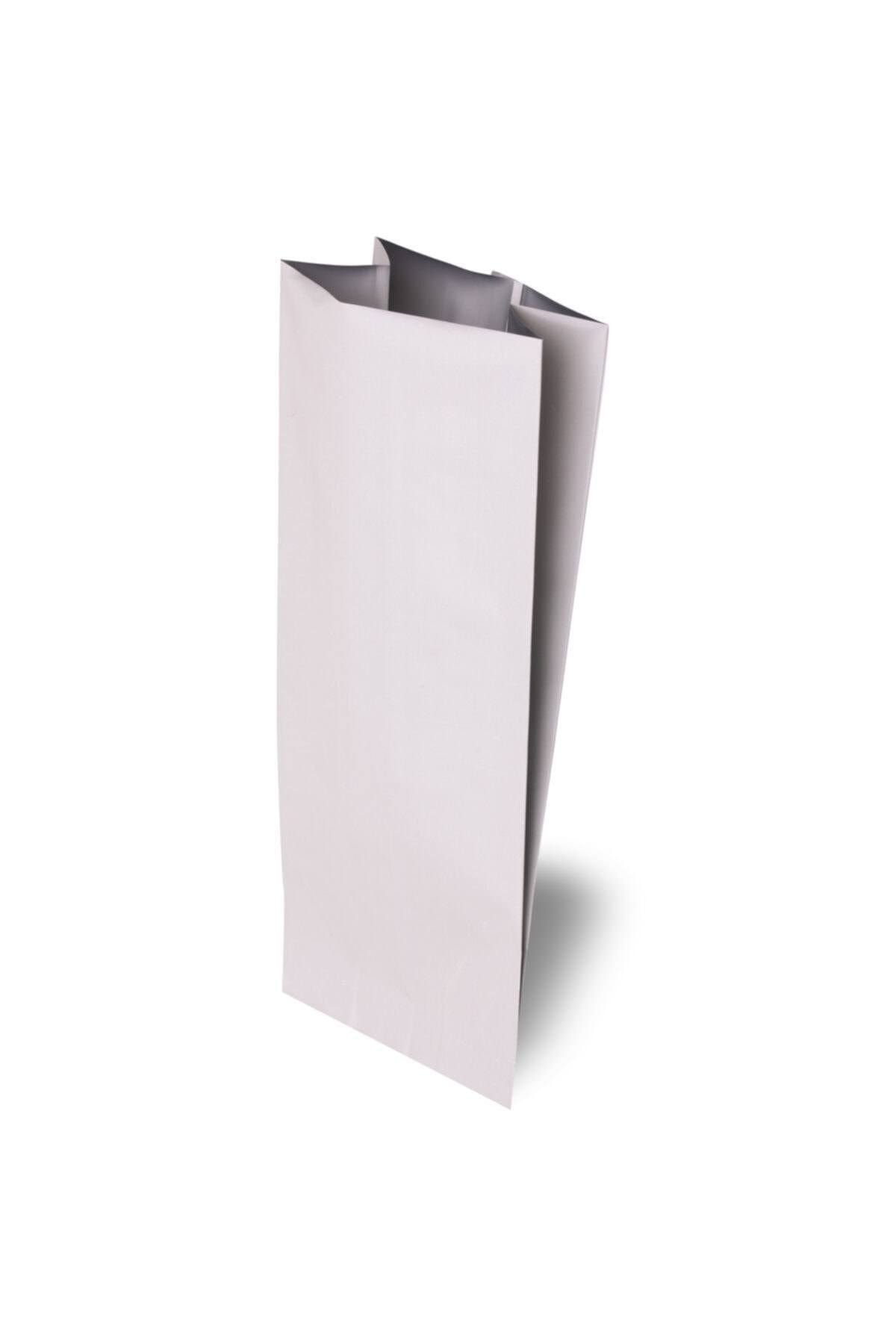 onlinepoşet Valfli Beyaz Yandan Körüklü Alüminyum Torba 50 Adet - 10x34 Cm