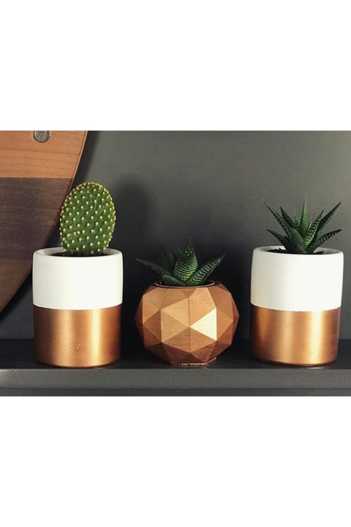 Ragnar Beton Bronz Beyaz Saksı Seti 3 'lü Cms-bronz-beyaz
