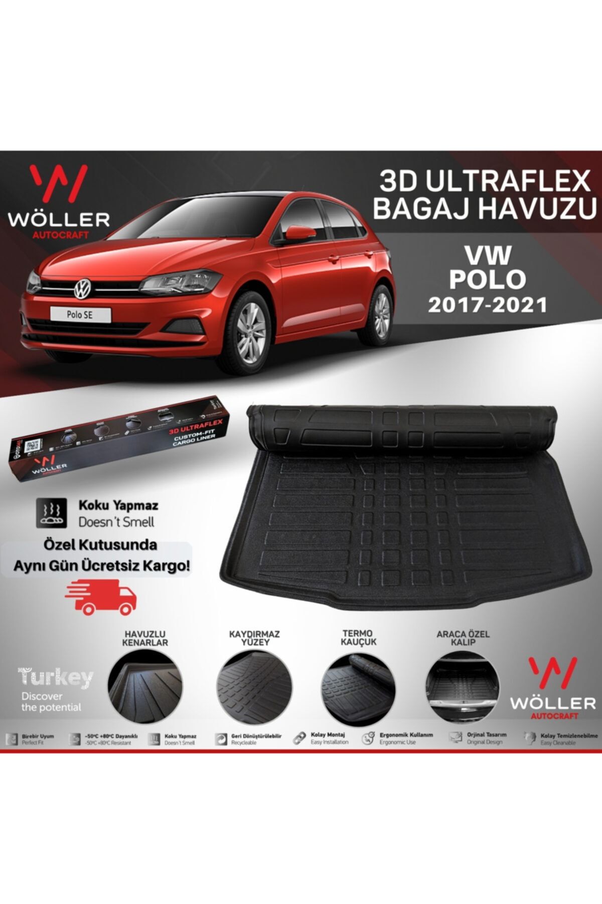wöller Volkswagen Polo Uyumlu Bagaj Havuzu 2017 2021 Arası 3d Ultraflex Esnek