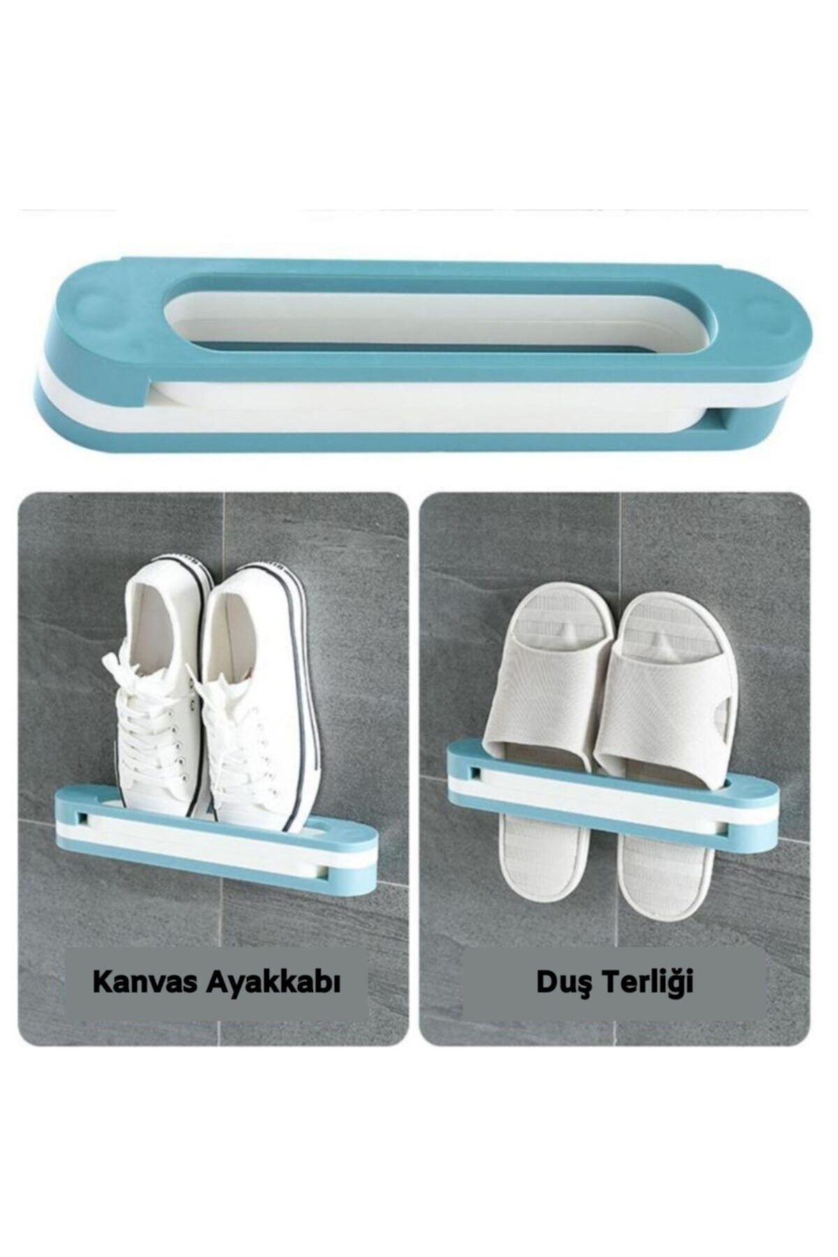Rnshopping Plastik Banyo Terlik Ve Havlu Tutucu Portatif Pratik Kapı Arkası Duvara Yapıştırmalı Ayakkabı Rafı