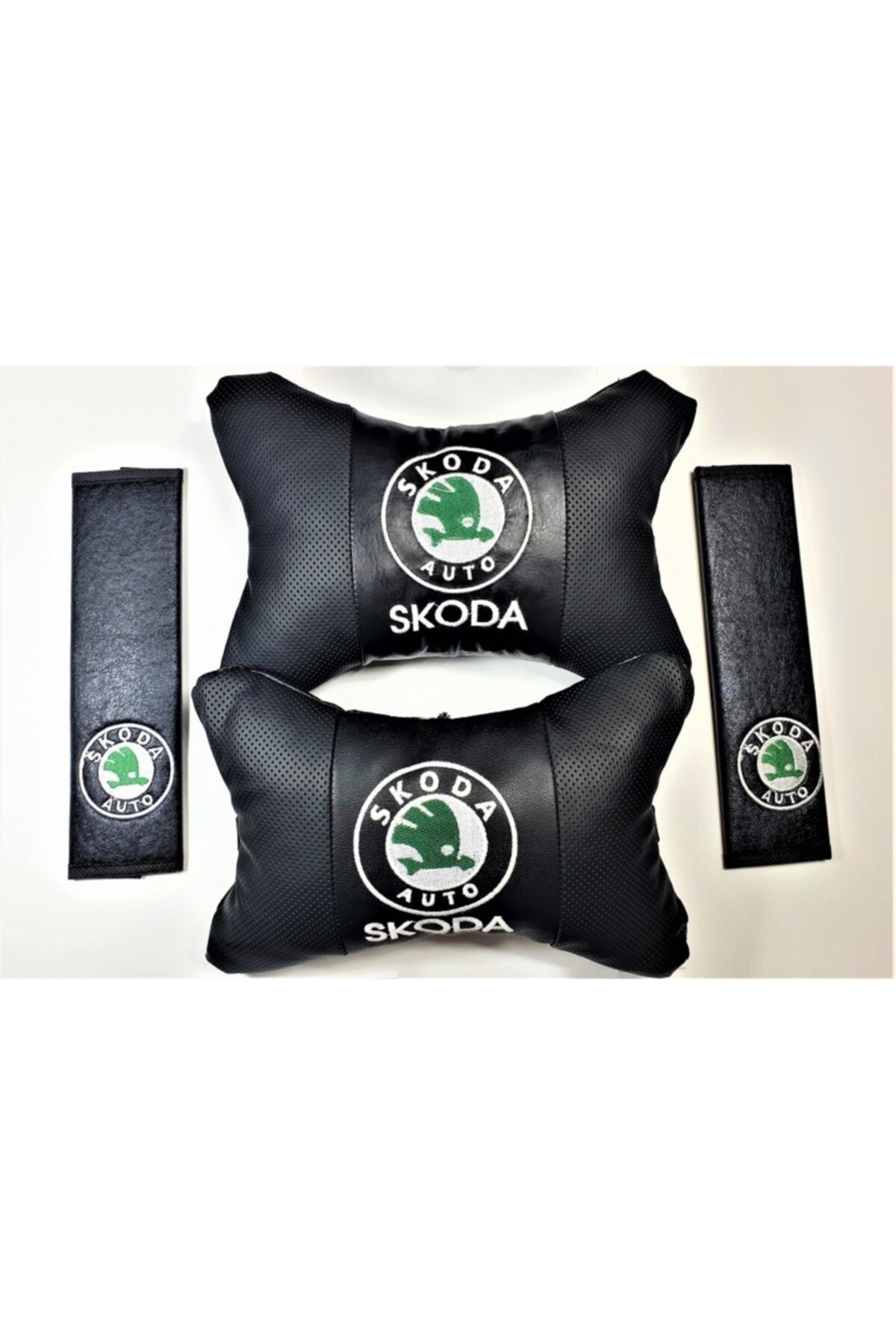BsElektronik Skoda Papyon Yastık Boyun Yastığı + Emniyet Kemeri Kılıfı Takım