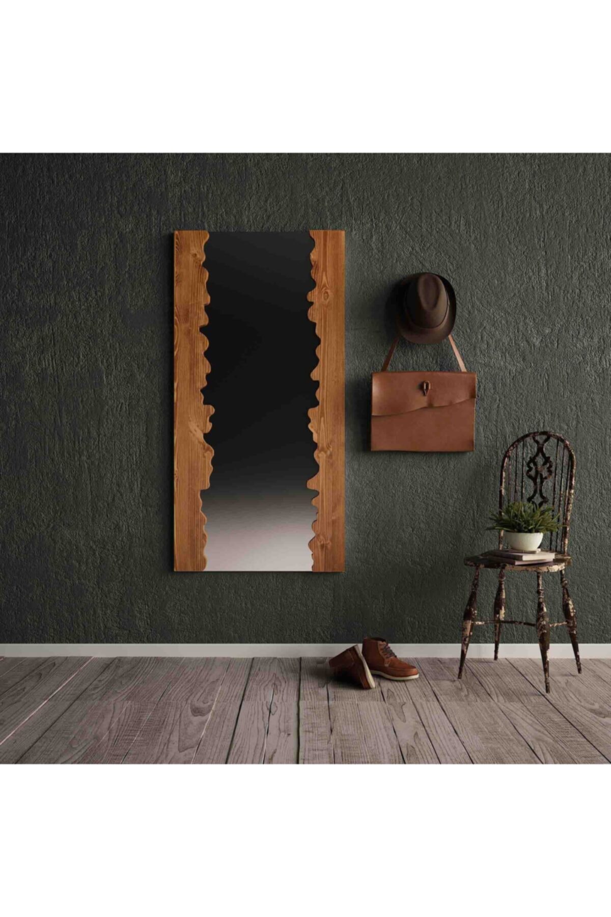 Woodesk Masif Ağaç Tik Renk 120x60 Cm Boy Aynası