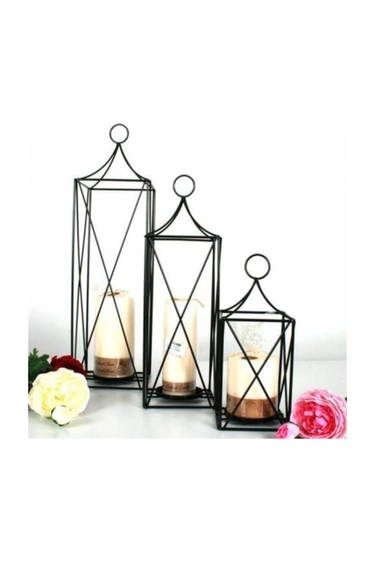 home decor siyah dekoratif 3 lu set ferforje kafes fener mumluk fiyati yorumlari trendyol