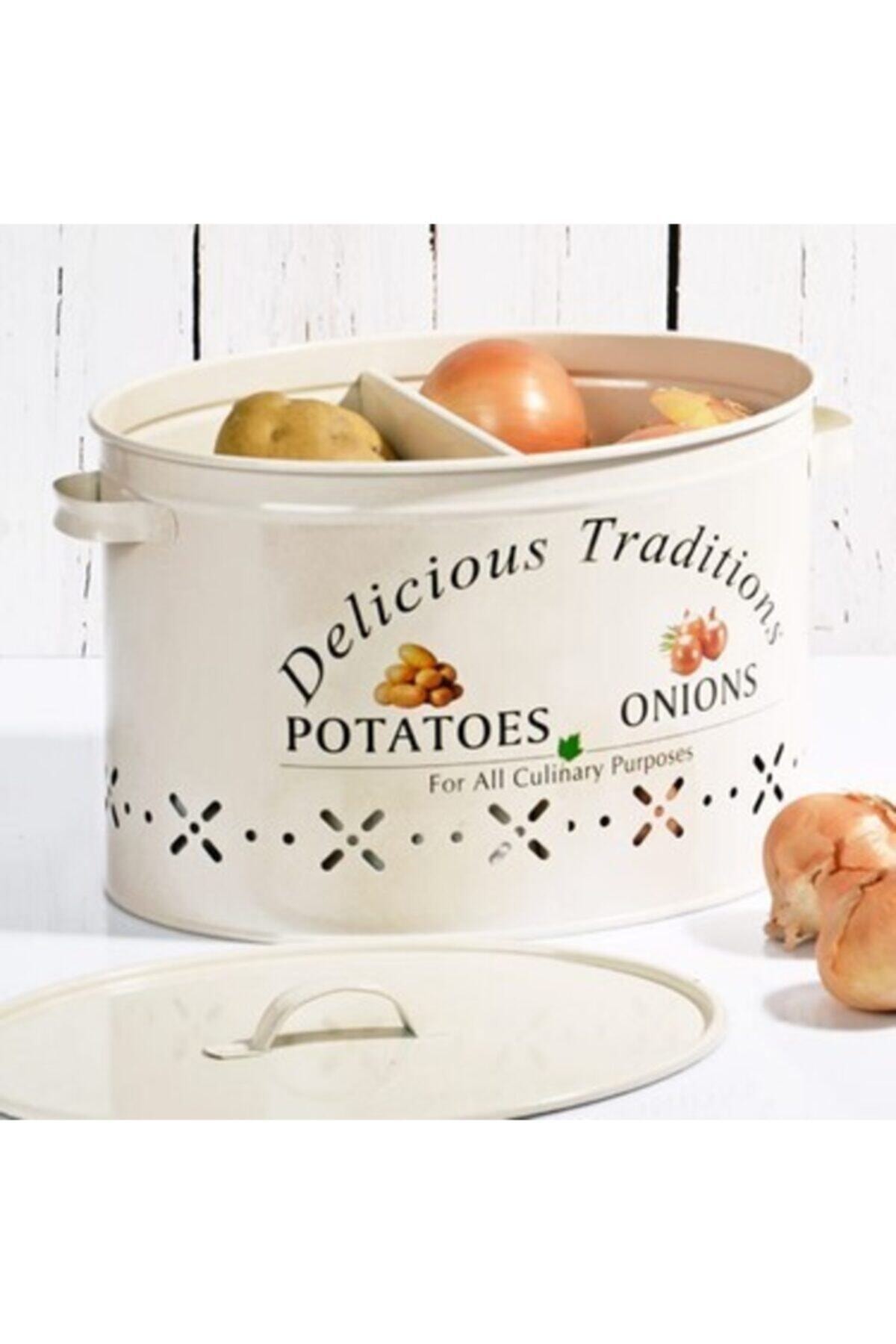 NO NAME 2 Bölmeli Beyaz Patates Soğan Saklama Kabı