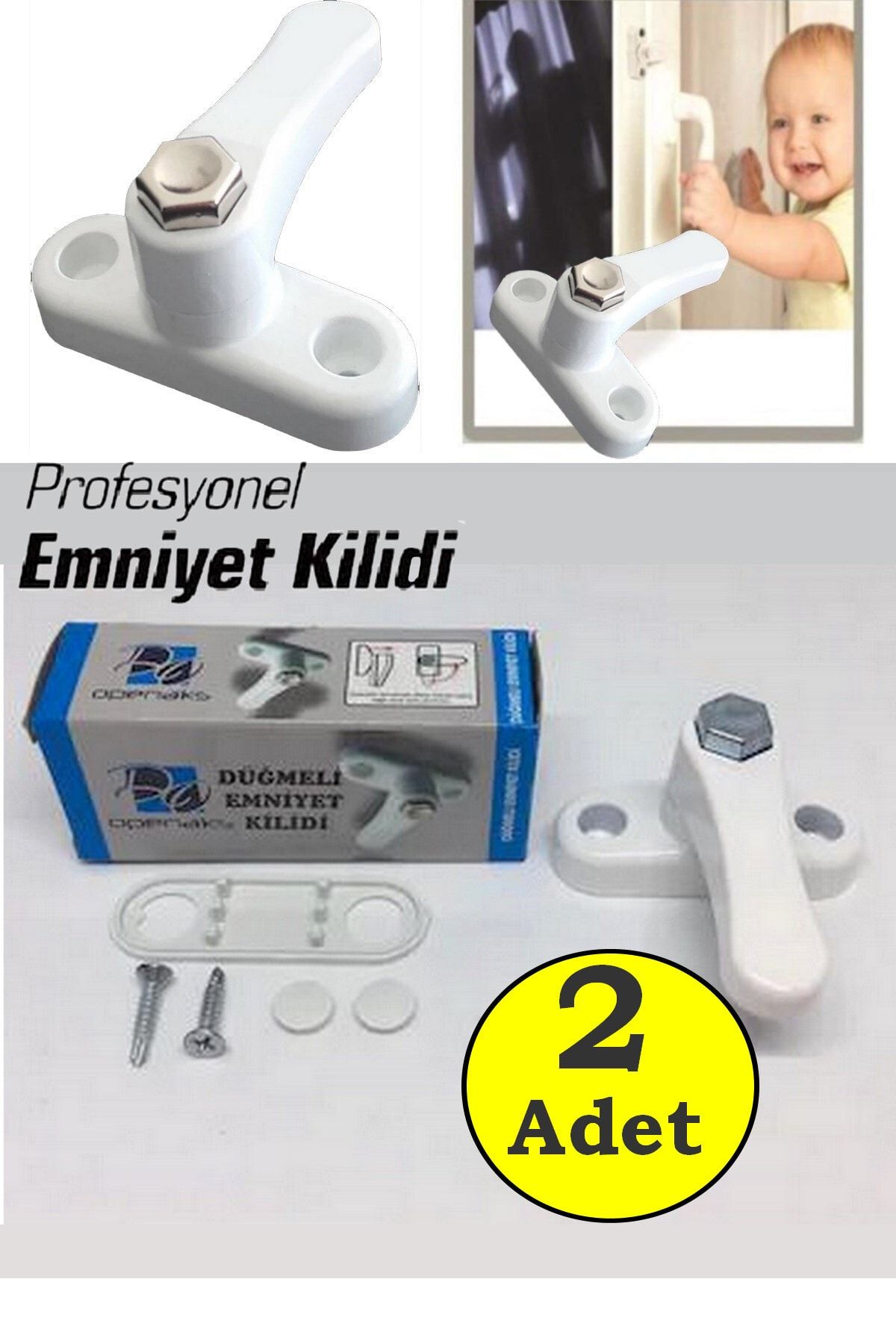 Neler Geldi Neler 2 Adet Çelik Pvc Basmalı Kapı Pencere Emniyet Kilidi Pimapen Kilit Çocuk Emniyet Kilidi