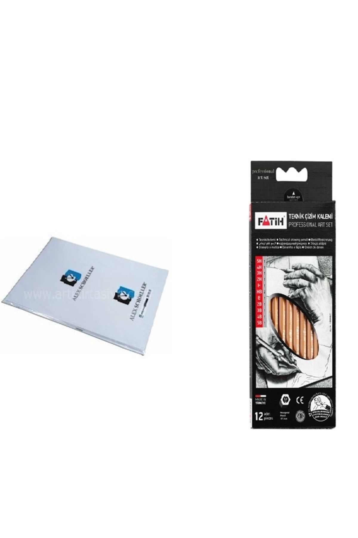 Alex Schoeller Resim Kağıdı 35 X 50 120 gr-100'lü + Fatih Teknik Çizim Kalemi Profesyonel Set