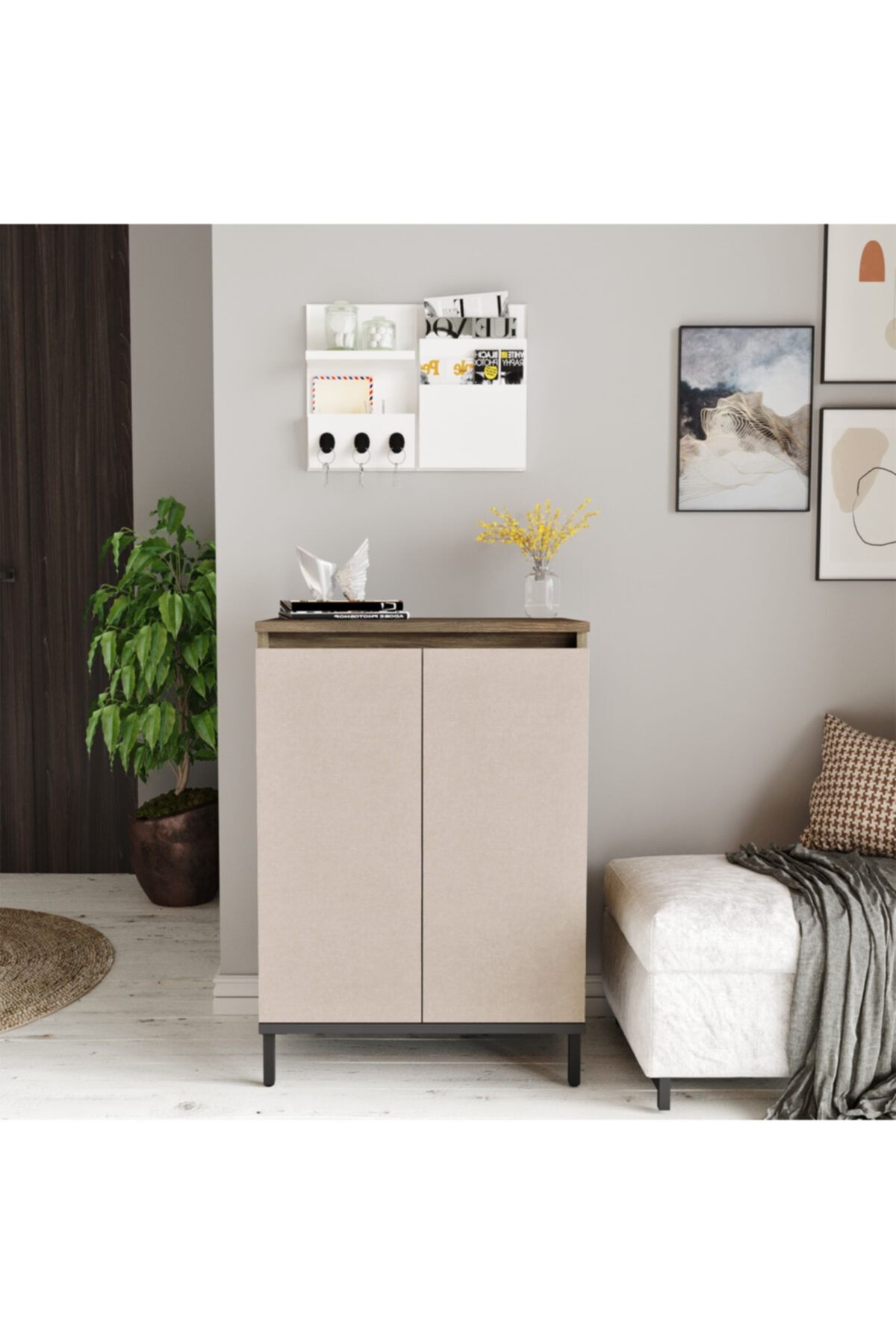 Robin Home Kahverengi Çok Amaçlı Metal Ayaklı Ayakkabılık