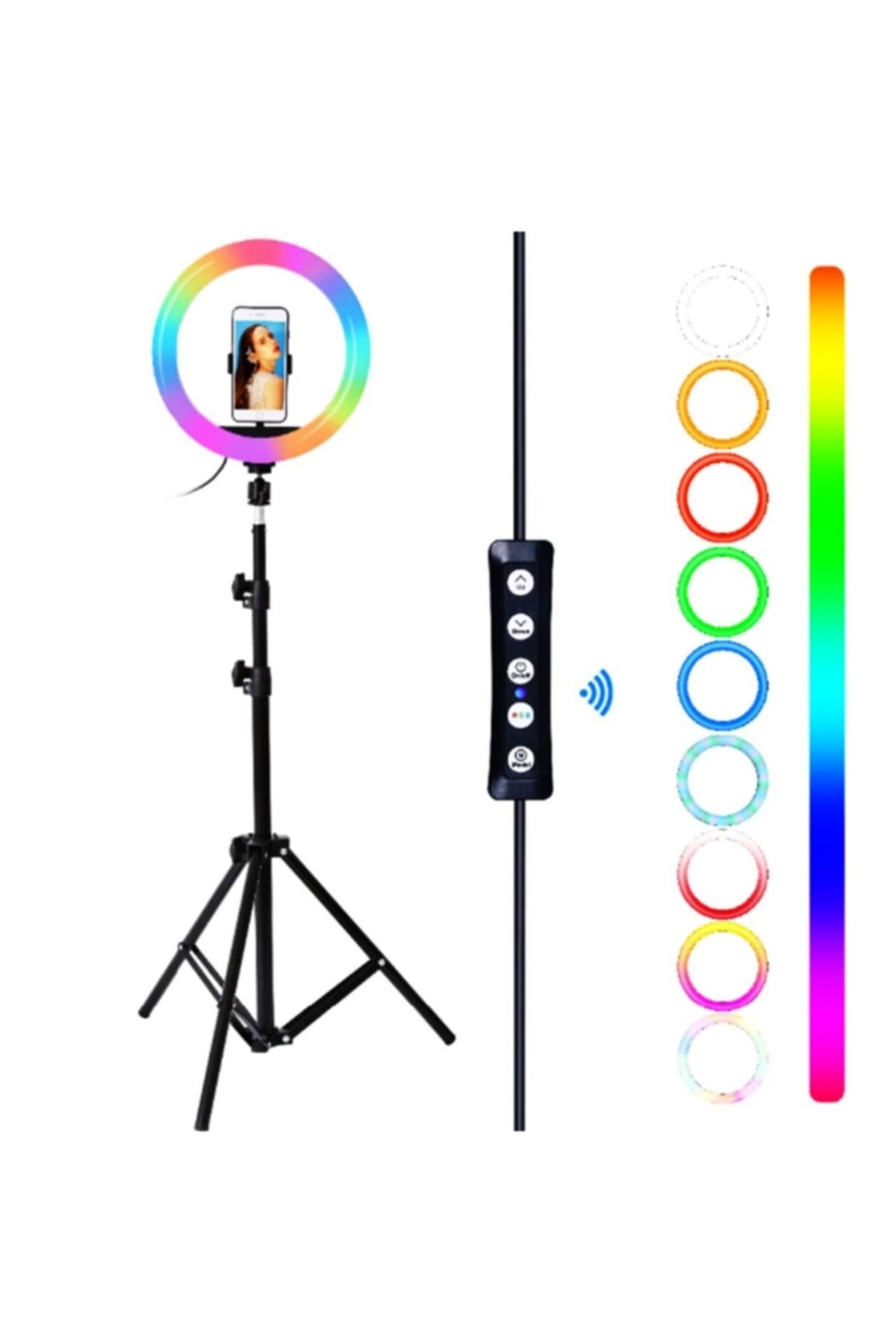 Hobimtek 10 Inç Rgb Ring Light Çok Renkli Fonksiyonlu Tripod Led 2 Metre Ayak Tripod