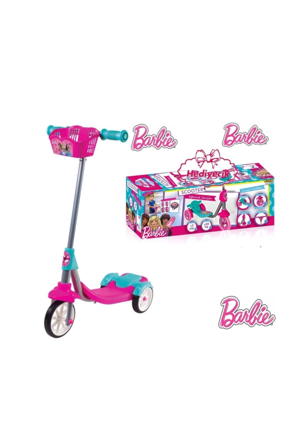 masalavm 3 Tekerlekli Frenli Barbili Çocuk Scooter