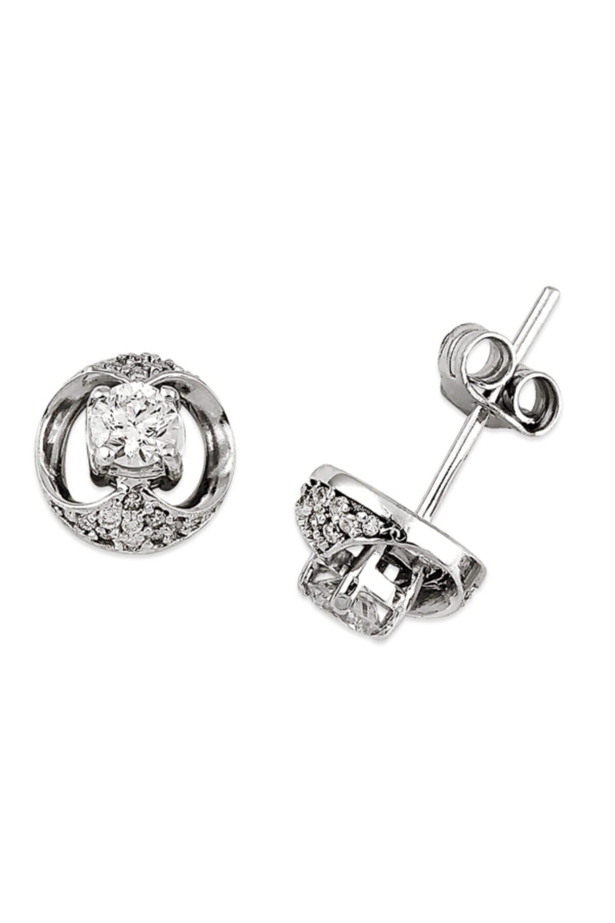 Barok Diamond Pırlanta Tektaş Küpe 0.55ct 14 Ayar