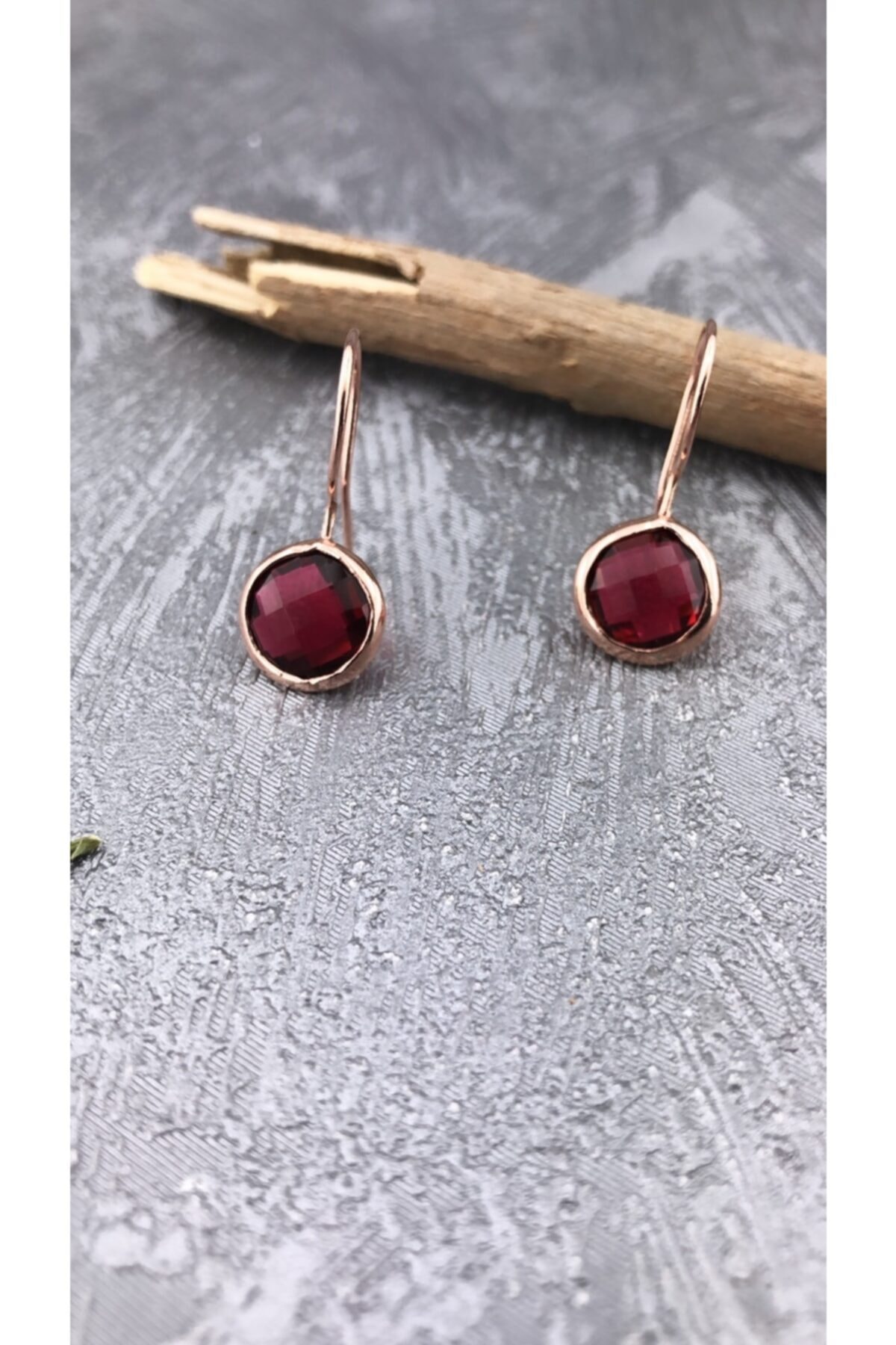 Joel Jewelry Turmalin Taşlı Pembe Altın Kaplamalı Zarif Gümüş Küpe