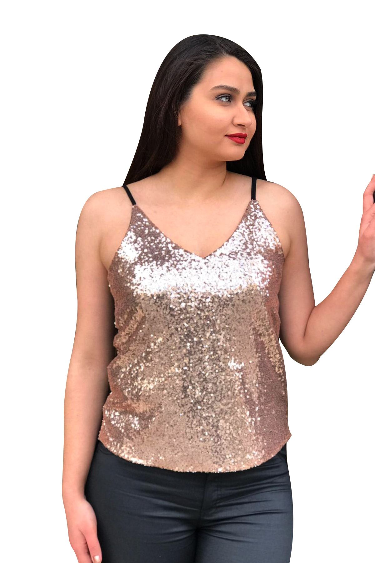 EtkiModa Kadın Pembe Önü Pullu Atlet