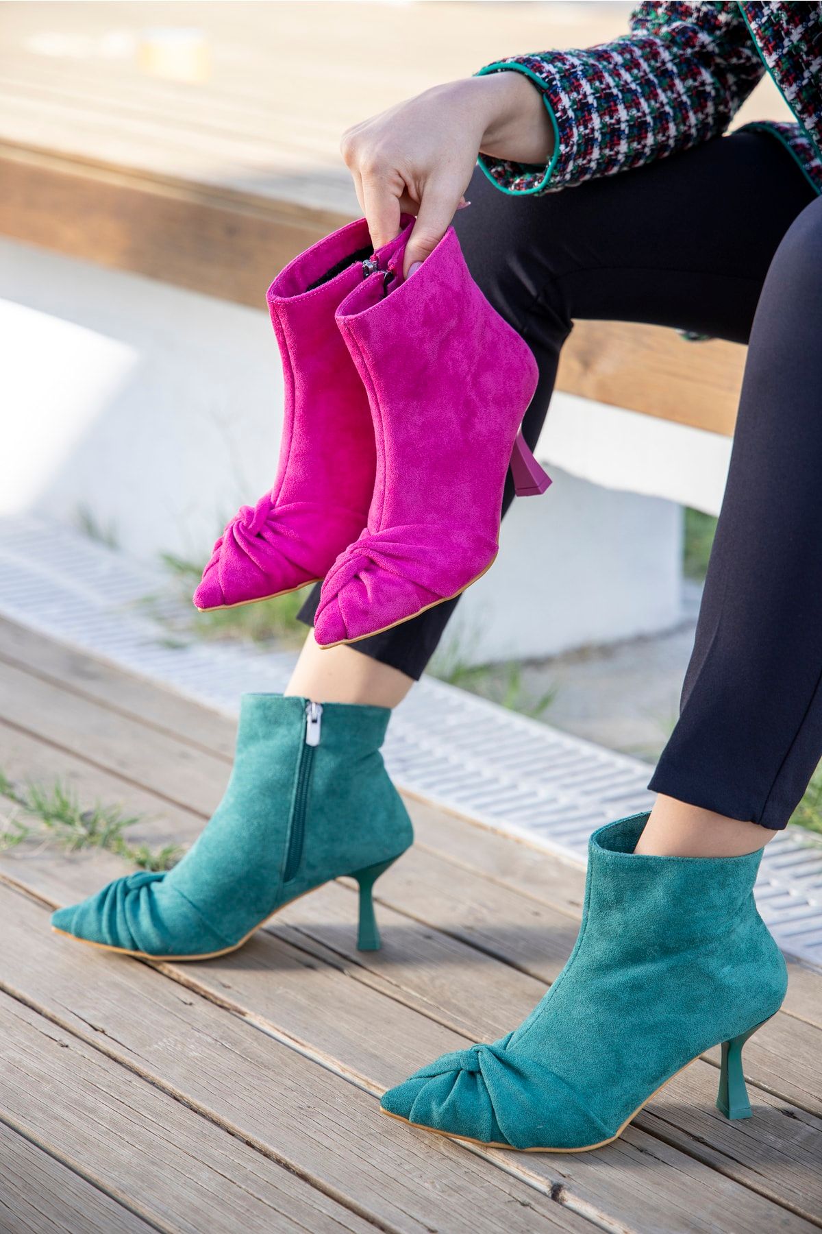 Pink stiletto ankle boots top