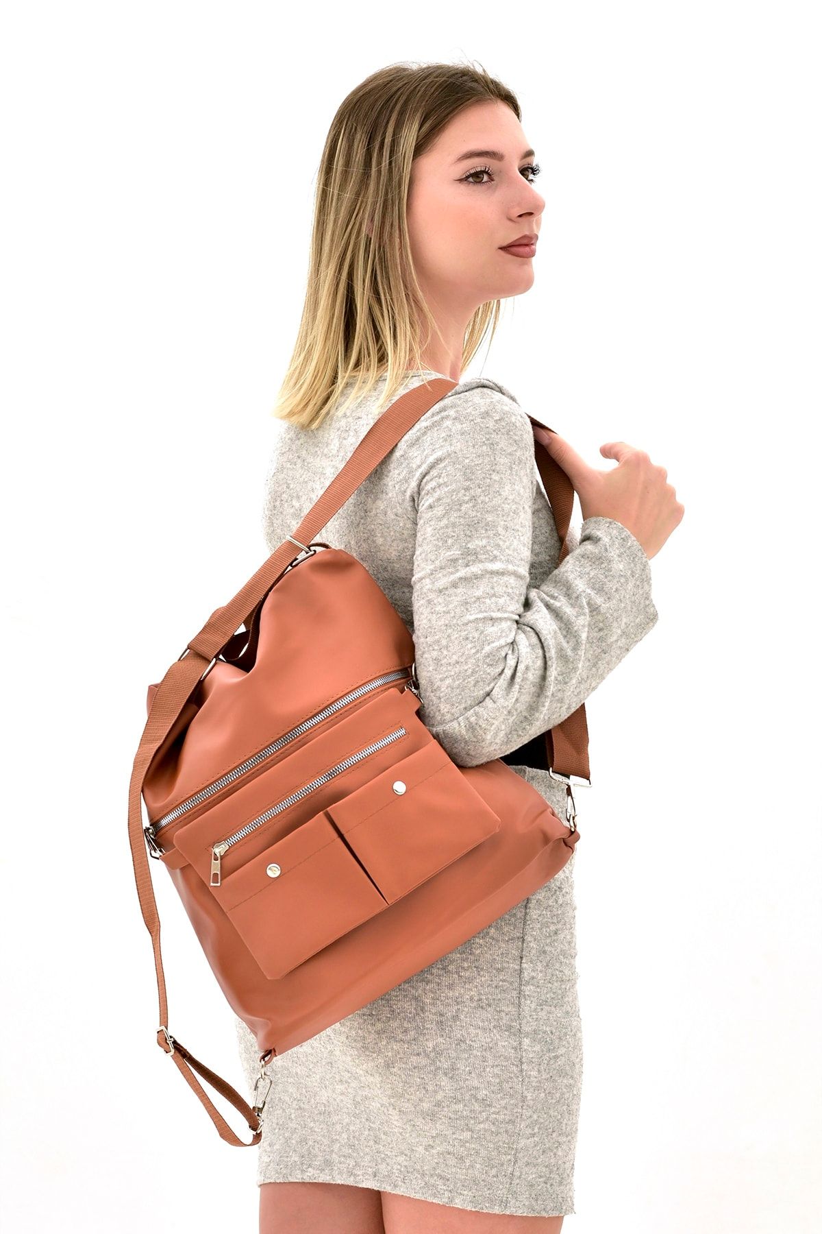 GreandBags Women s Tan Waterproof Bag 5 Compartment Bag Backpack