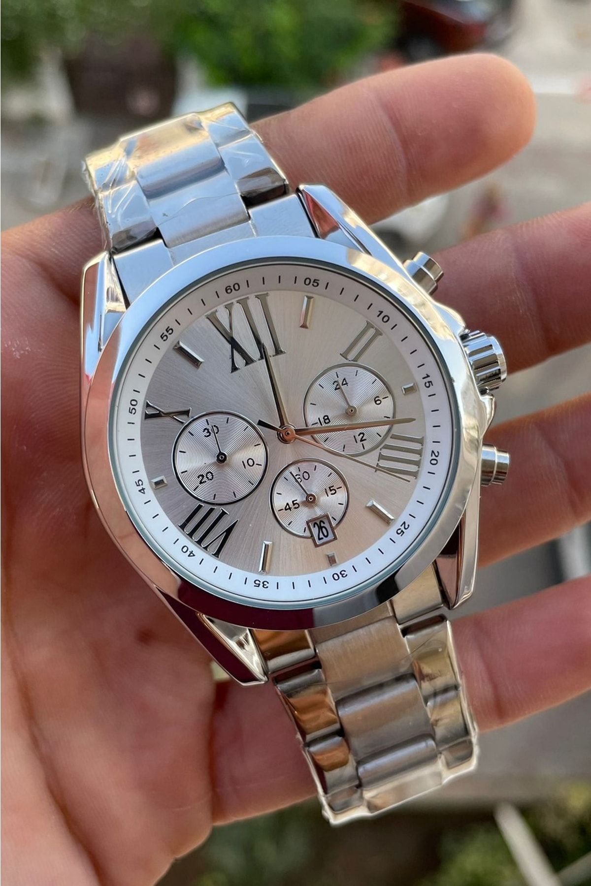 Gold Time Watch Silver colored Plain