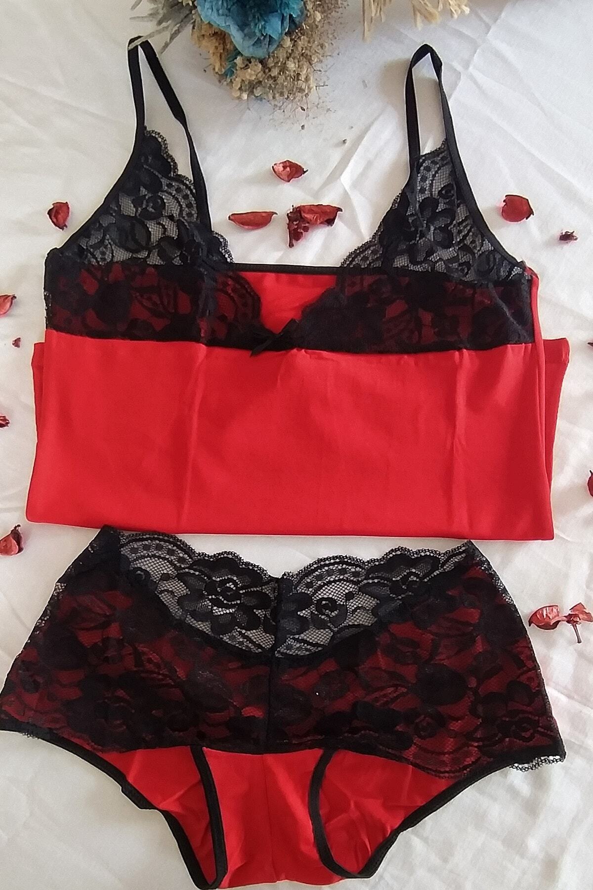 FORA GİYİM Ip Askılı Dantelli Atlet Takım