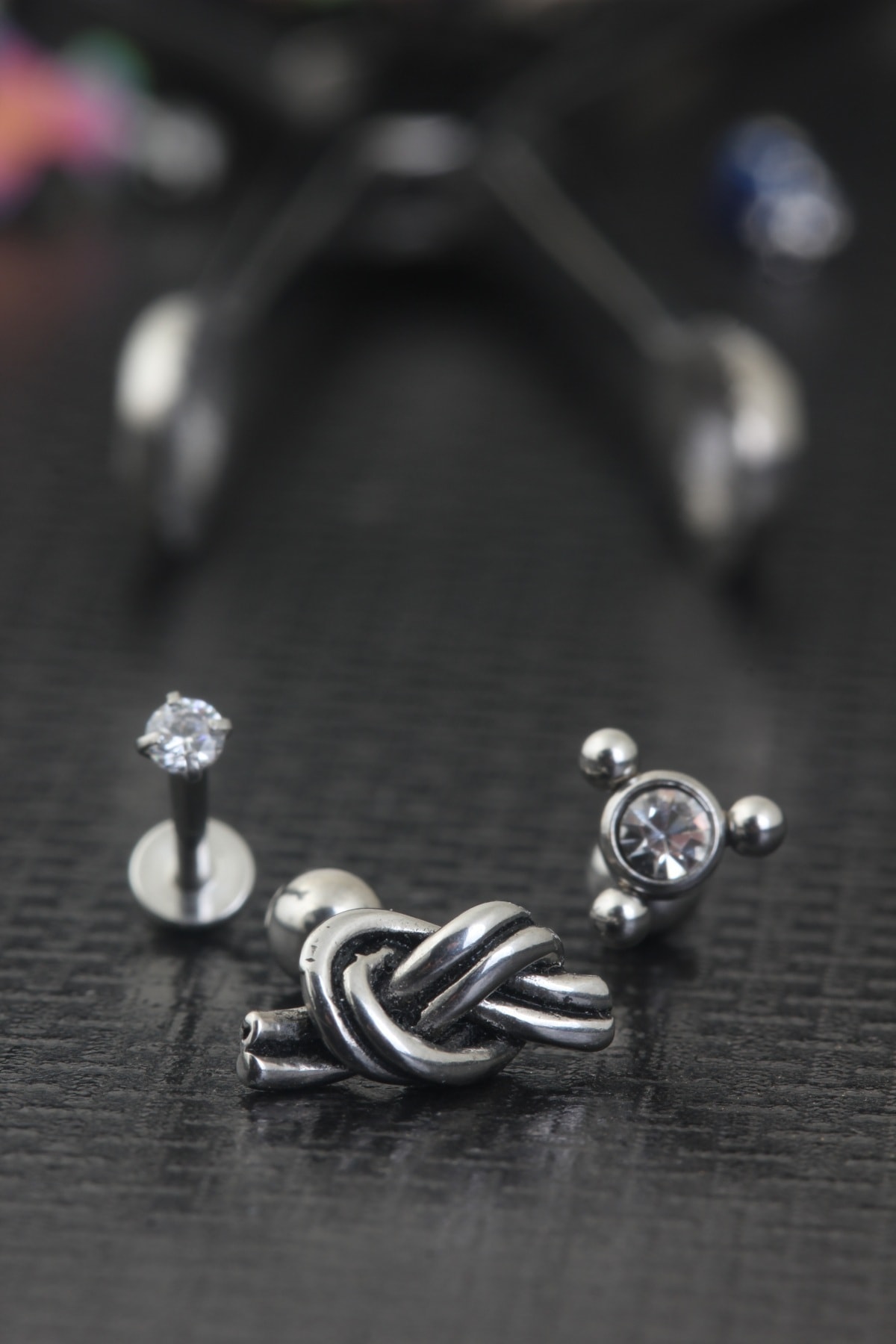 depozoom Cerrahi Çelik Zirkon Taşlı 3'lü Kıkırdak Tragus Cümbüş Serisi Set