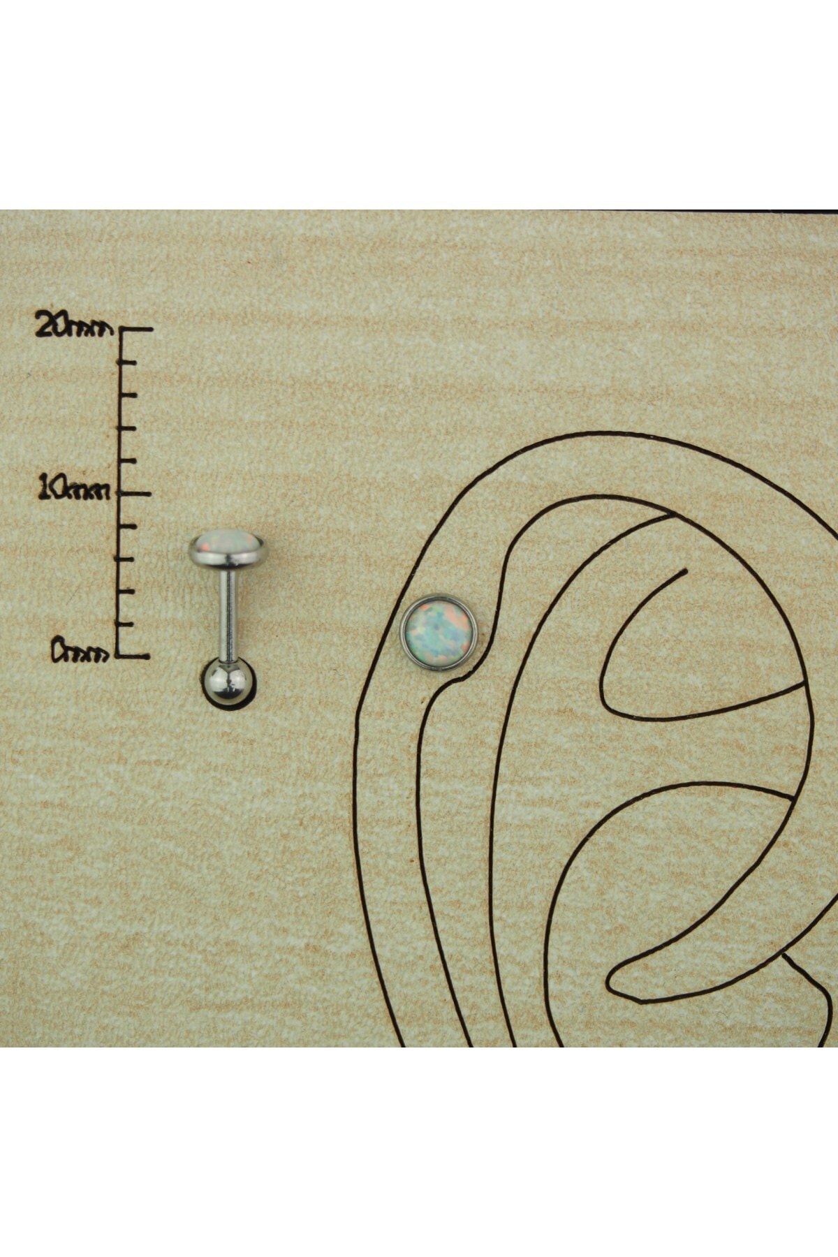TAKIDAN 5mm Opal Taş Beyaz Sedef Cerrahi Çelik Kıkırdak Helix Tragus Piercing 6 Mm