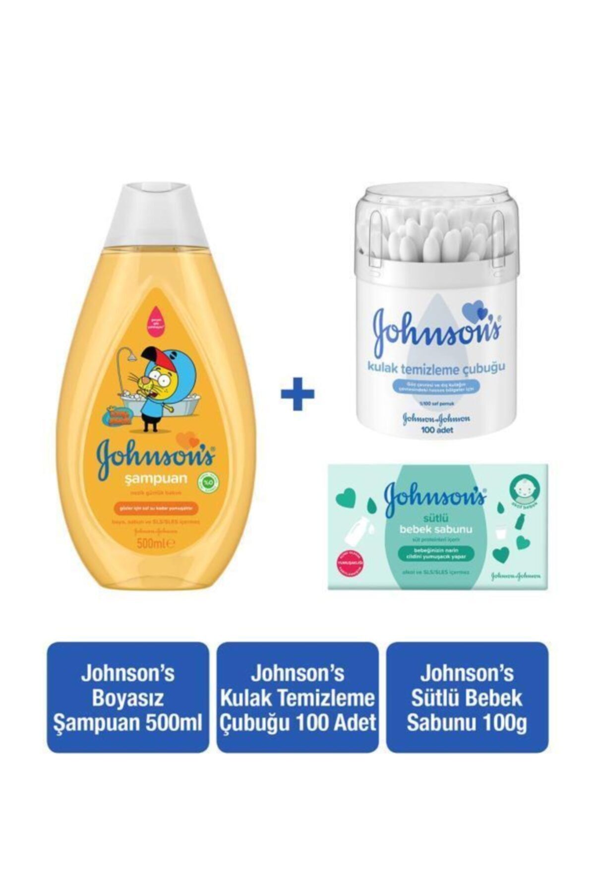 Johnson´s Baby Kral Şakir Gold Şampuan 500ml + Kulak Temizleme Çubuğu 100 adet + Sütlü Katı Sabun 100 gr