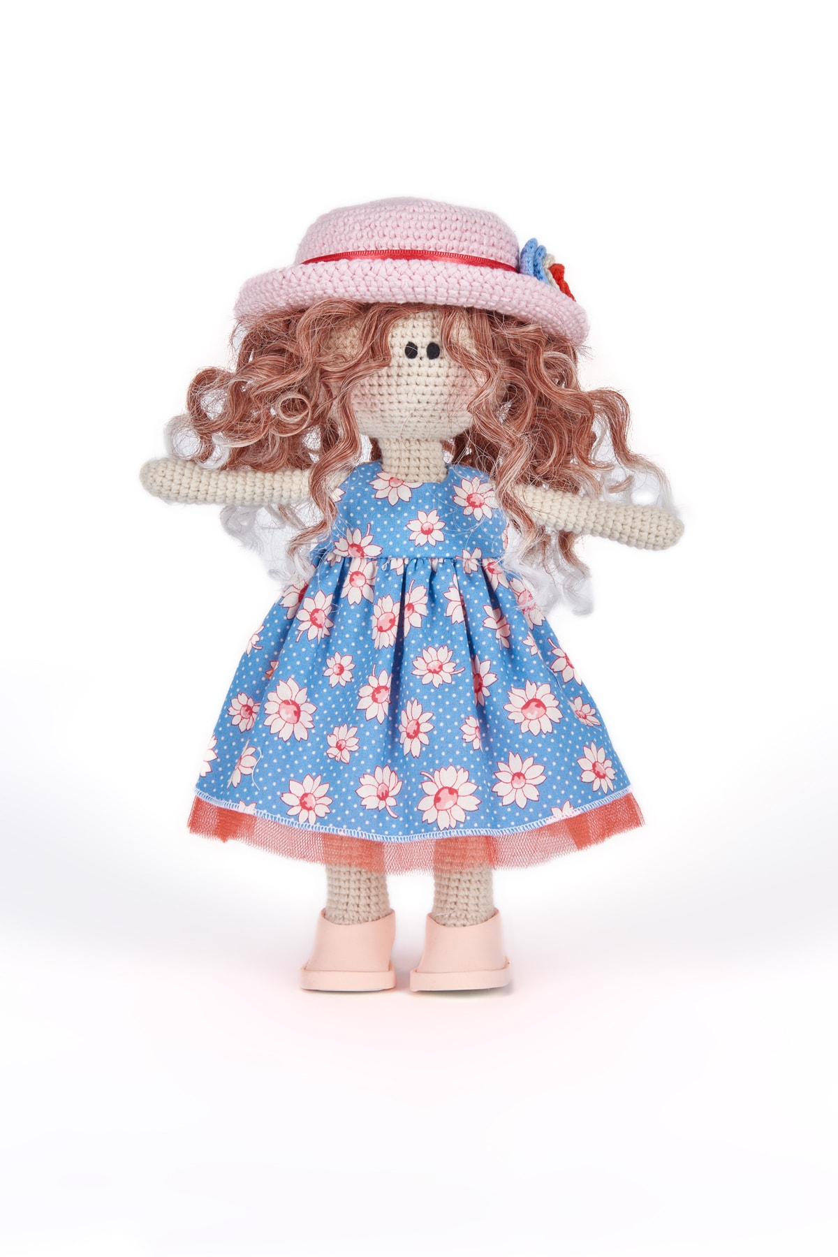 ROSALOVERS Mavi Elbiseli El Yapımı Oyuncak Amigurumi