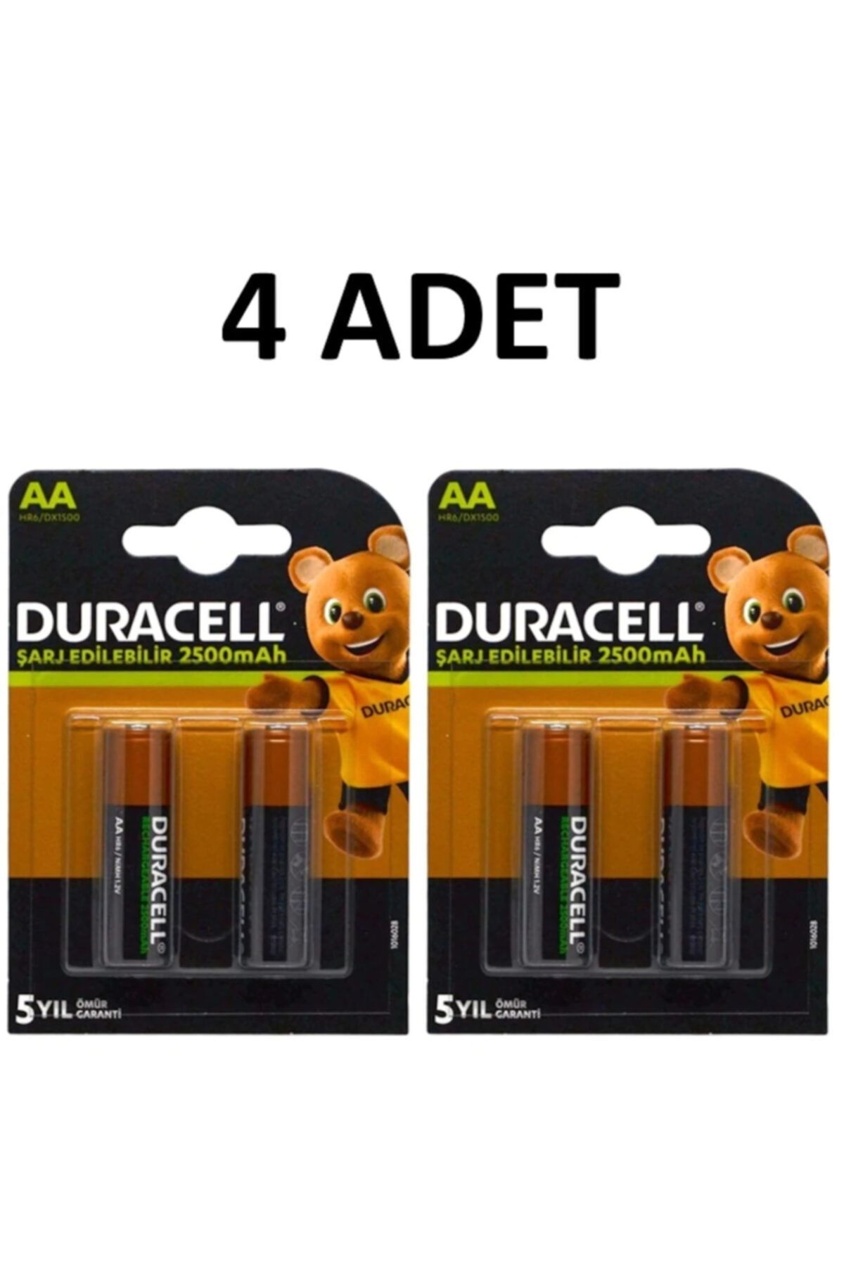 Duracel L Şarjlı Pil 2500 Mah Kalem 4'lü Aa