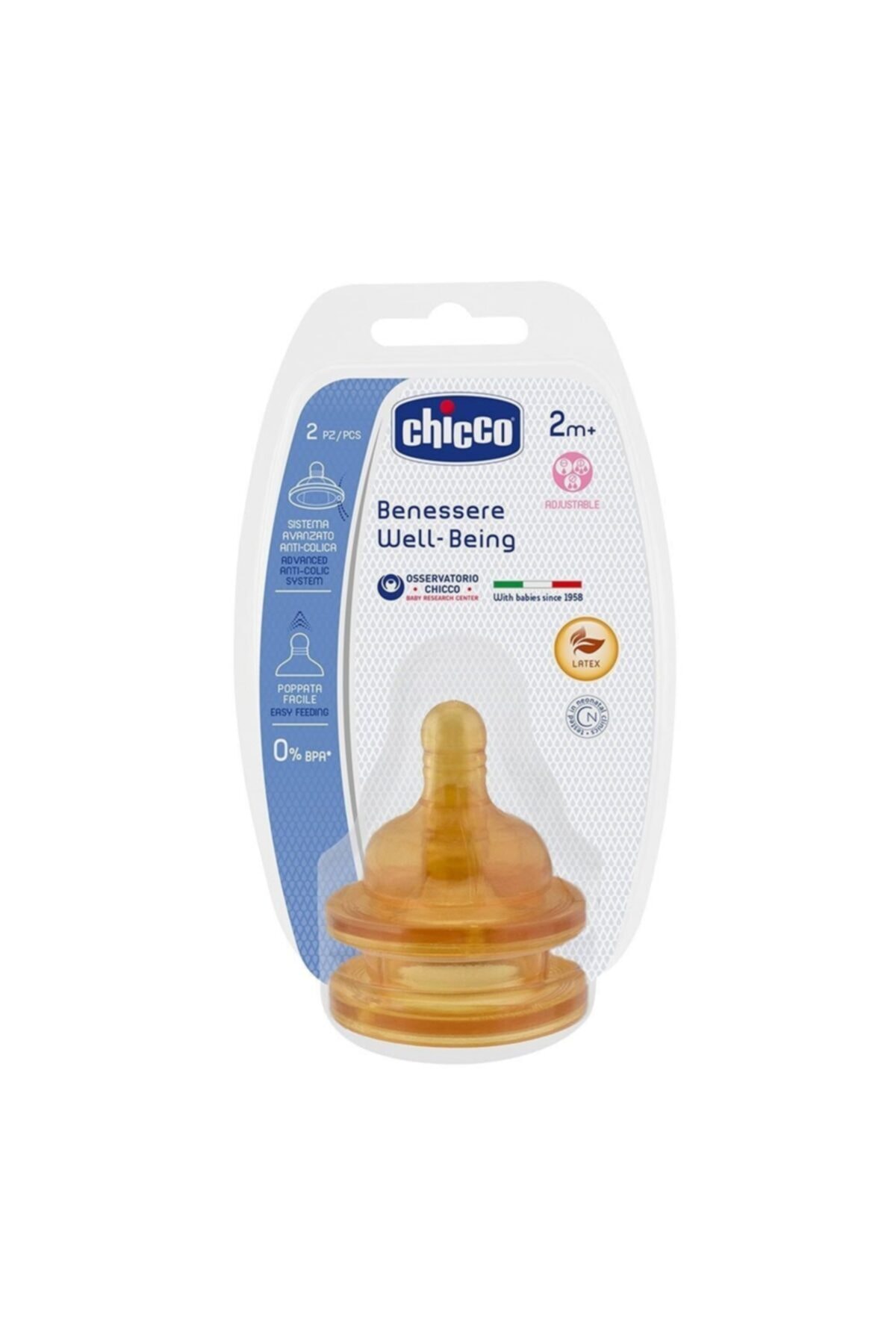 Chicco 2 Ay+akış Ayarlı 2'li Kauçuk Biberon Emziği
