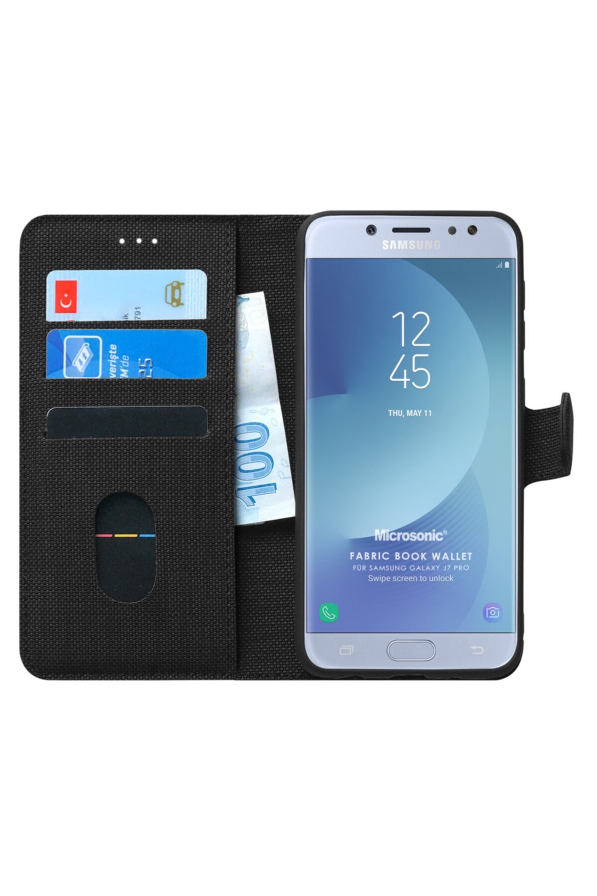 samsung microsonic galaxy j7 pro kilif fabric book wallet siyah fiyati yorumlari trendyol