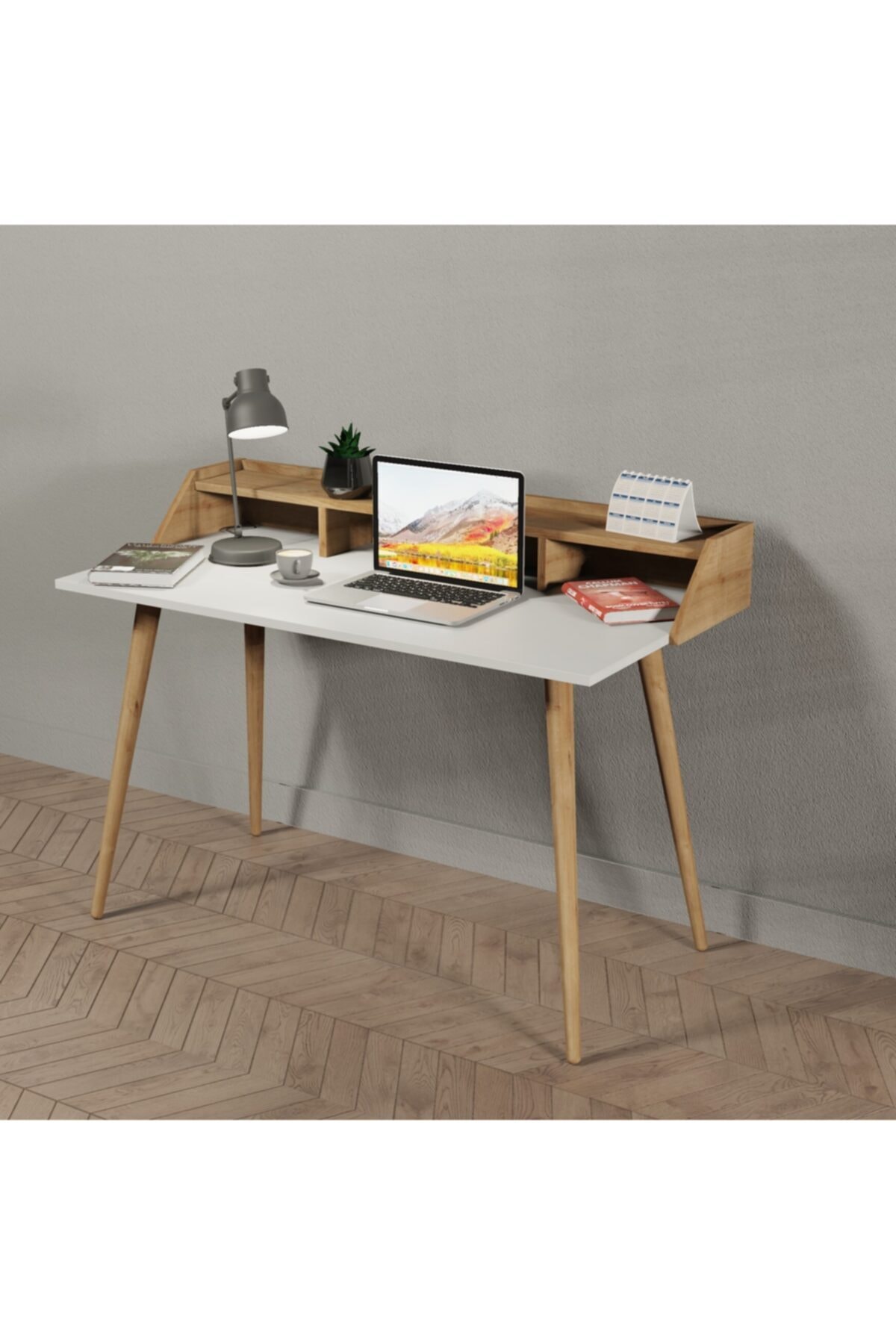 CADEN DECOR Natura Çalışma Masası Beyaz-meşe