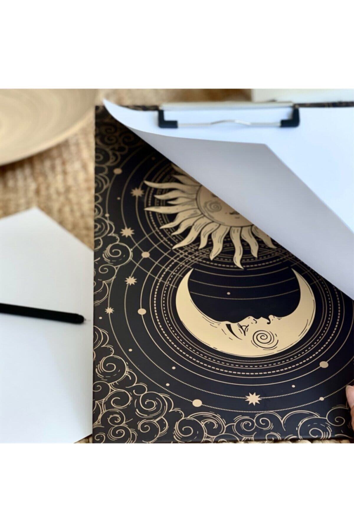 1001Hediye Tarot Güneş Ve Ay Tasarımlı Sekreterlik, Kağıt Tutucu, Not Tutucu