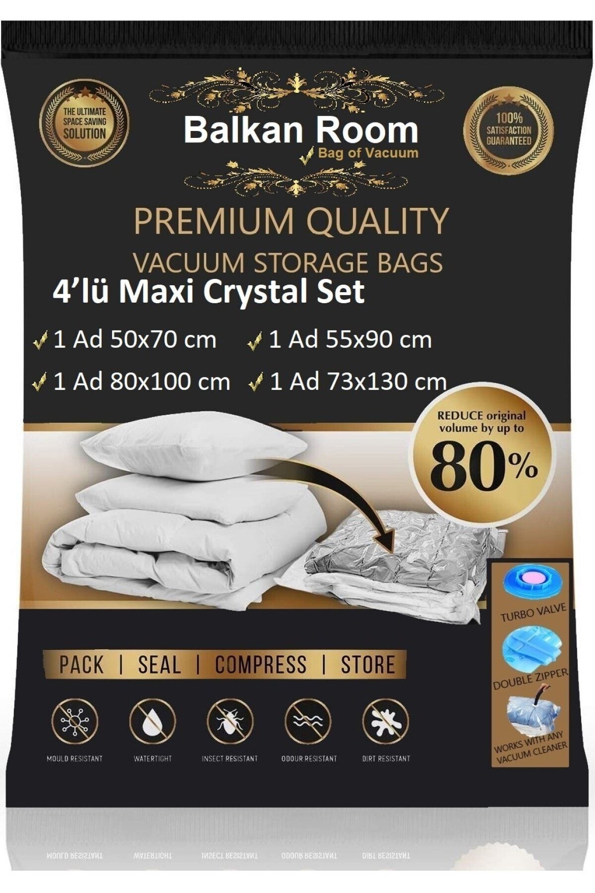 Balkan Room Vakum Hurcu 4'lü Maxi Crystal Set Vakumlu Hurç Vakumlu Poşet