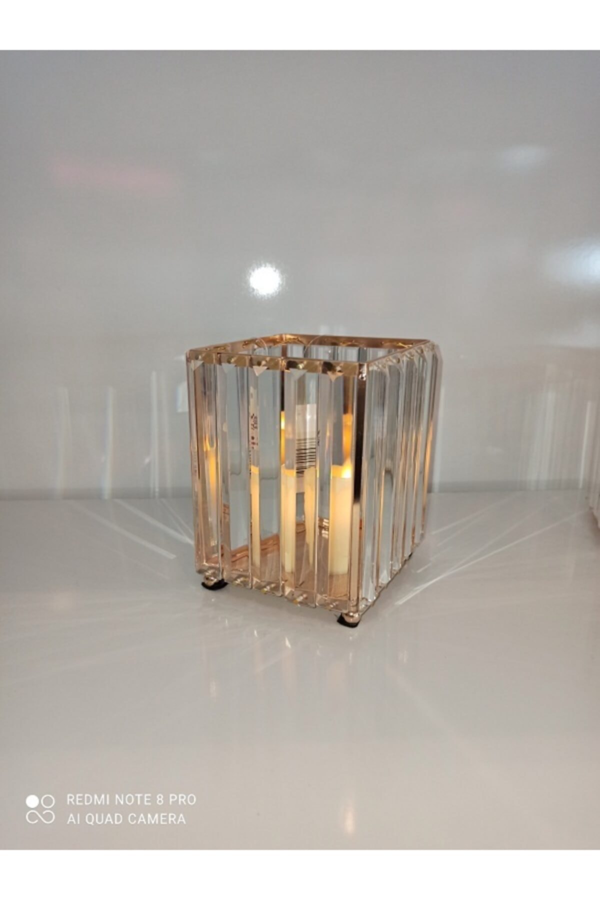 EFES HOME A Plus Kristal Taşlı Metal Mumluk 14*17 Boyutlu(b)