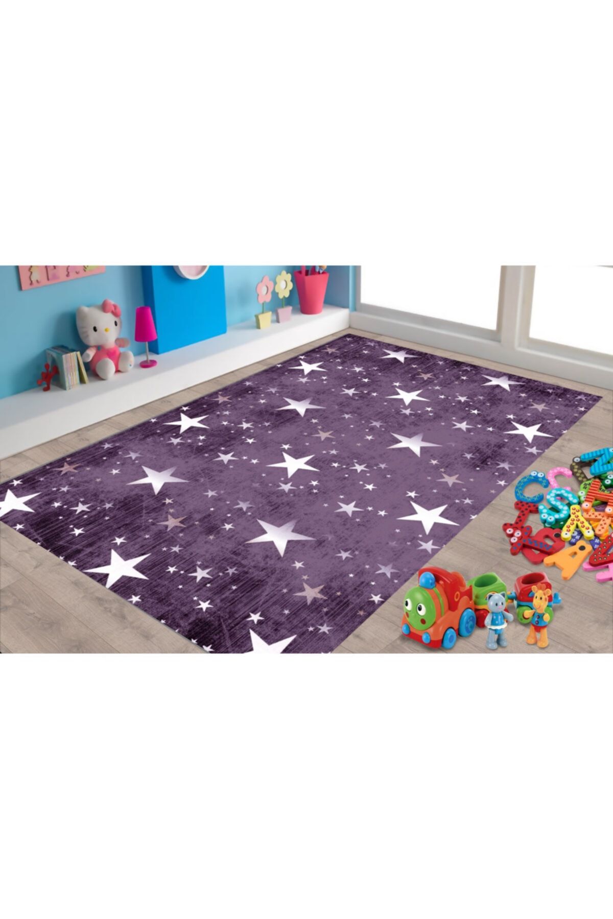 Jungle Mor Yıldız Kişiye Özel Çocuk Odası Halısı 150x230