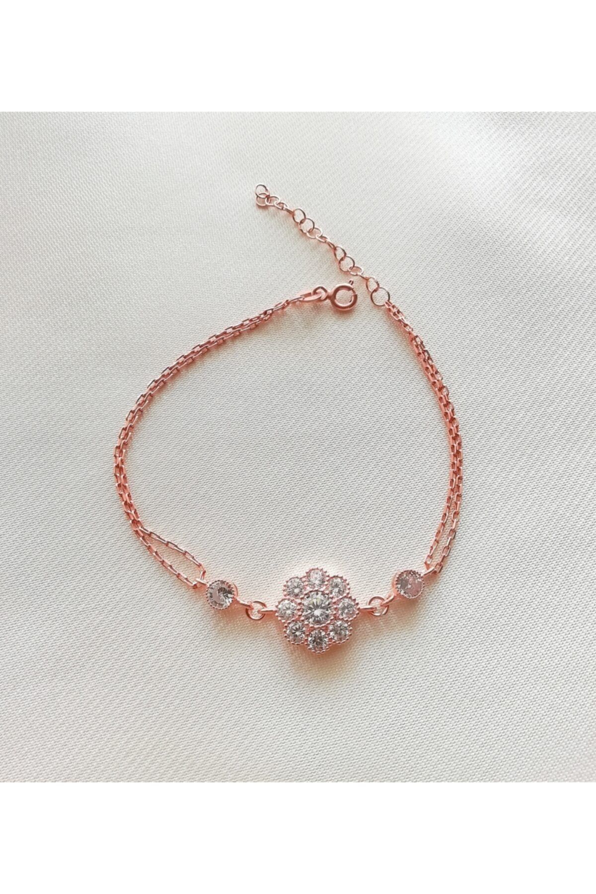 Magic accessories Kadın Pembe Elmas Montürlü Gümüş Bileklik
